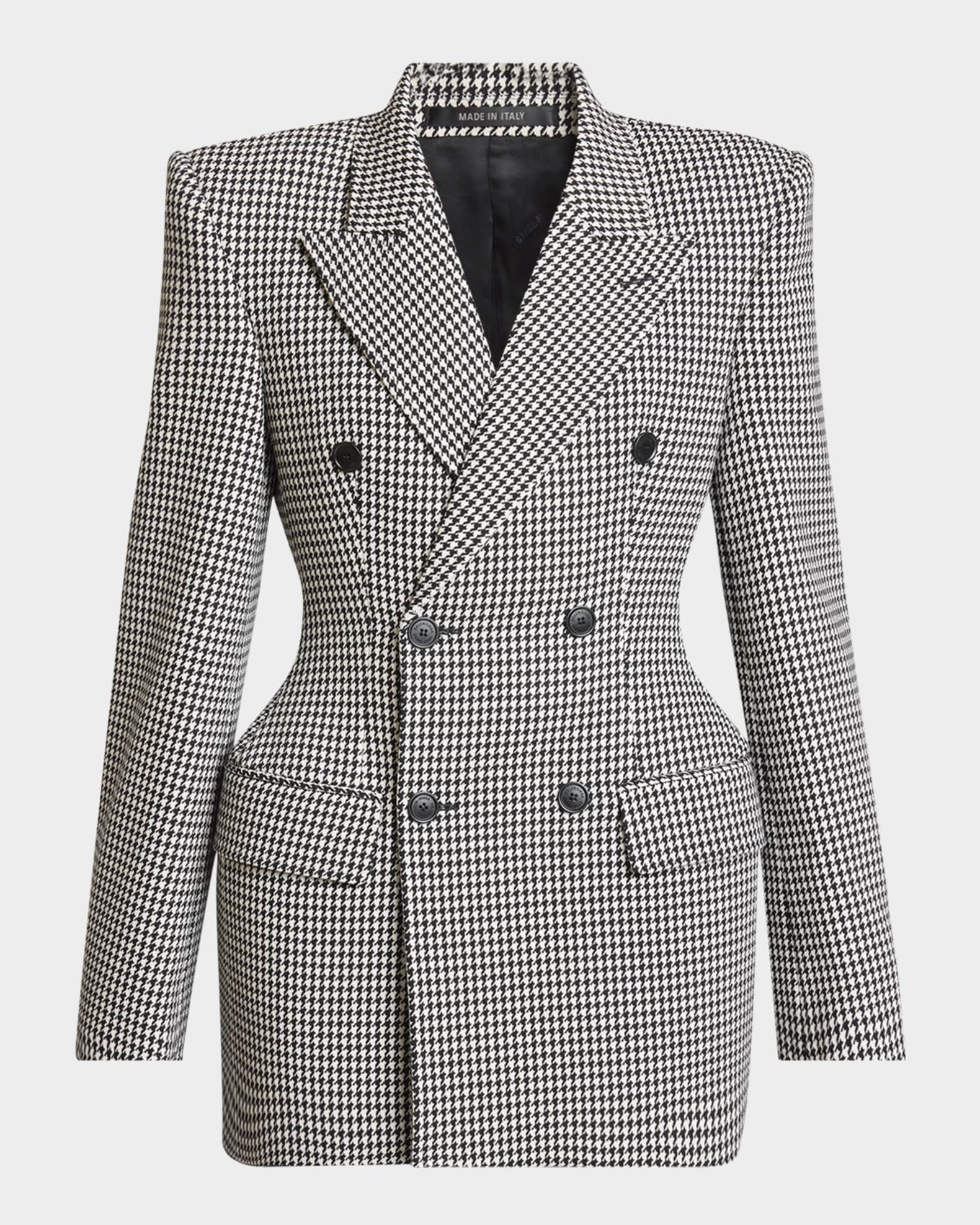 【オープニングセール】 Balenciaga Houndstooth Double-Breasted Hourglass Jacket ジャケット・アウター