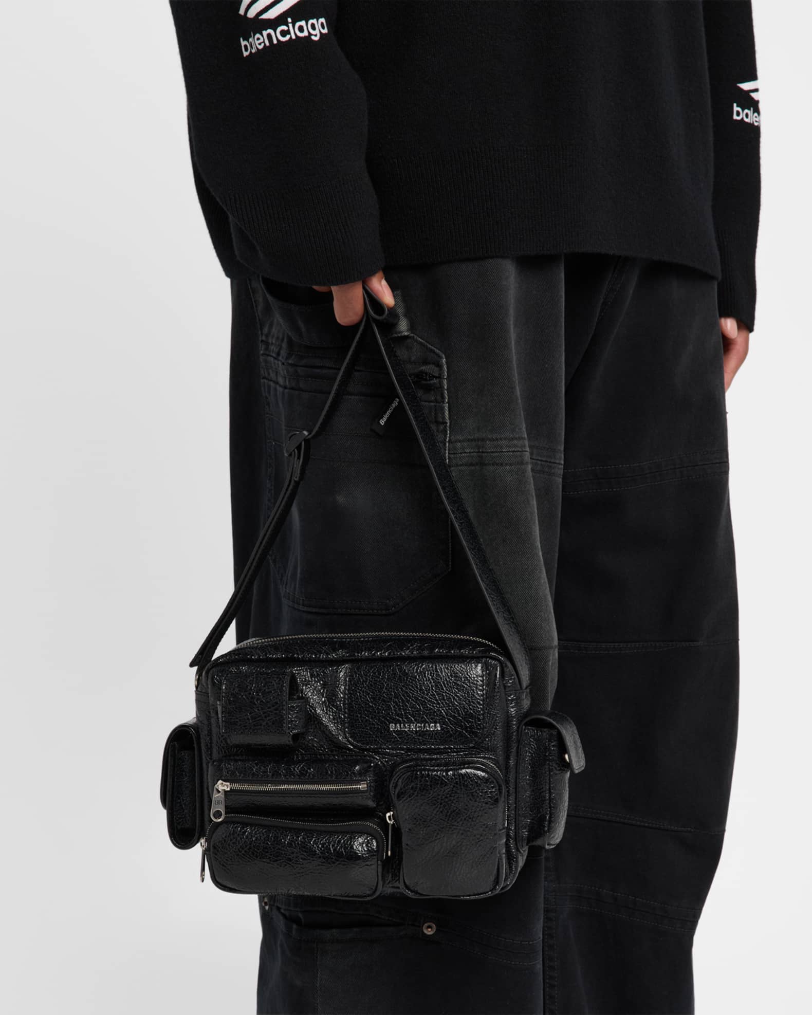 Balenciaga Men's Superbusy Lambskin Crossbody Bag | Neiman
