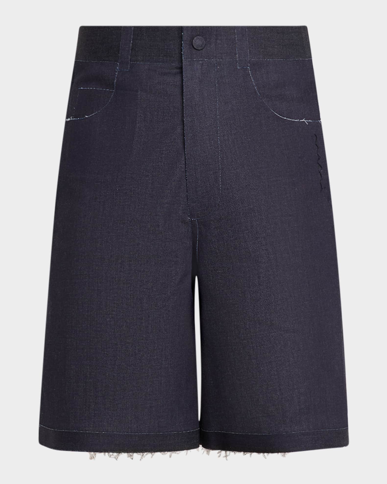 Men's Trompe L'oeil Stretch Denim Bermuda Shorts 0