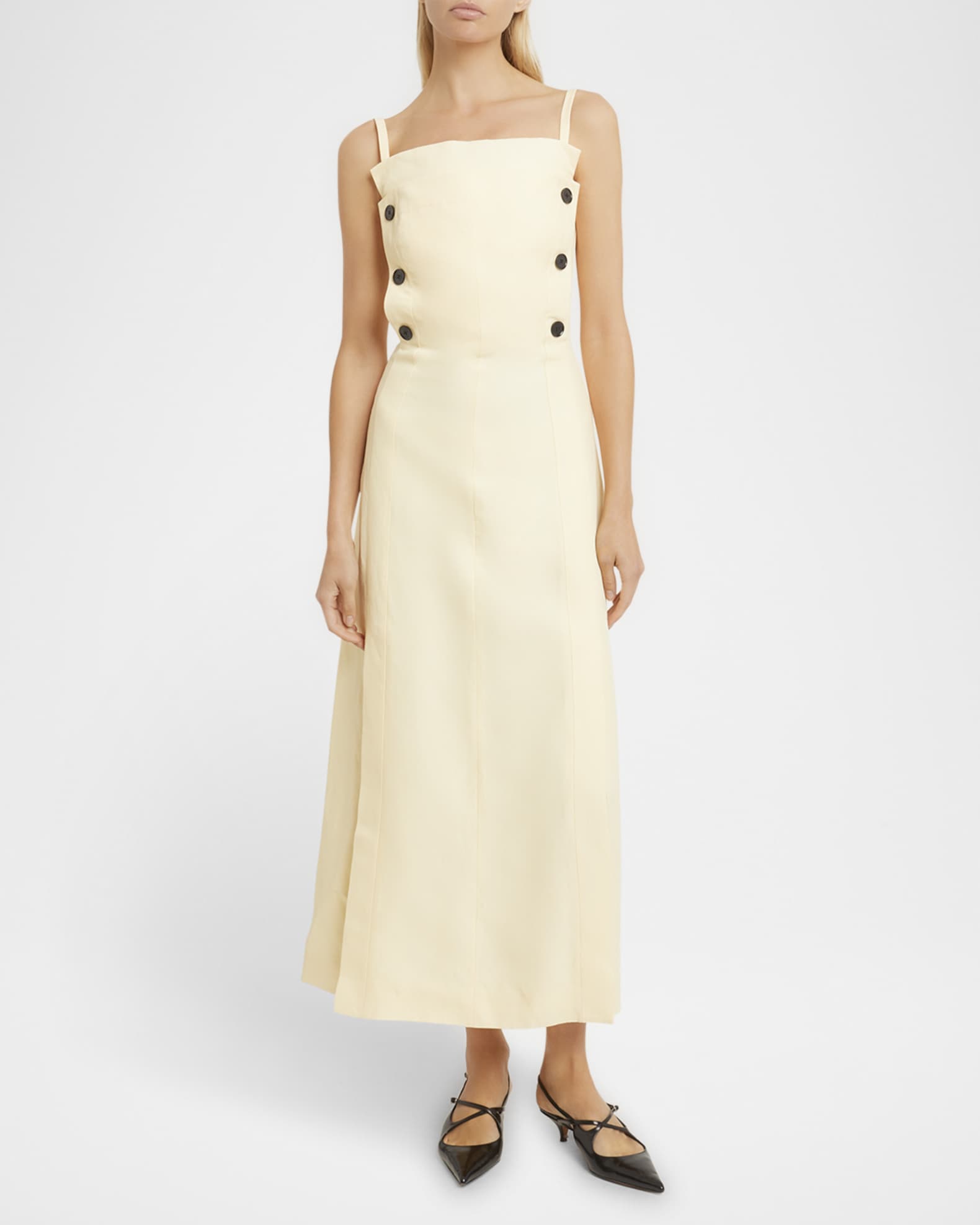 Candice Long Buttoned Linen Dress 1