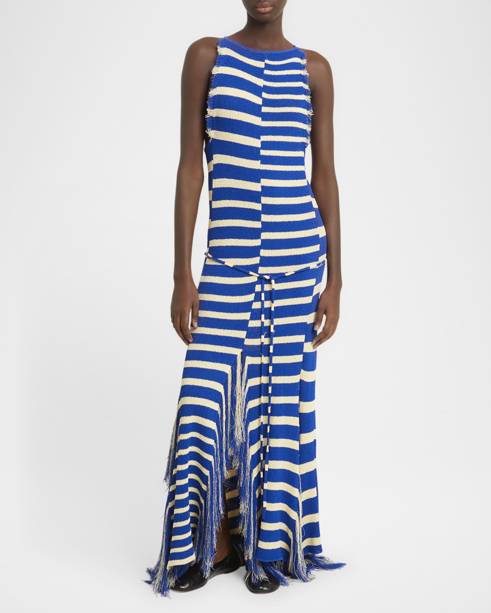 Yves Stripe Fringed Knit Dress 1