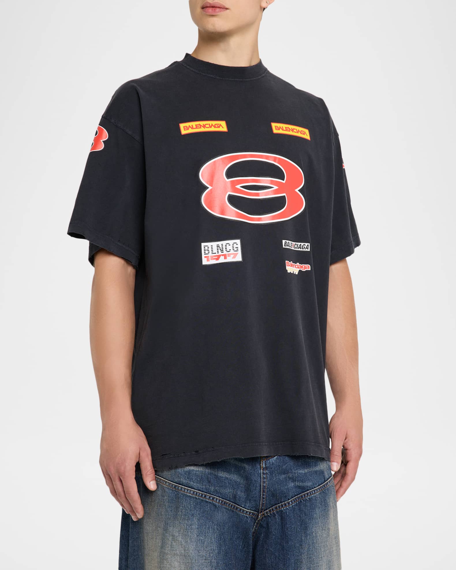 【BALENCIAGA】ブラックSponsor Logos Tシャツ オーバーサイズ Balenciaga Men's Sponsor Logos Oversized Graphic T-Shirt