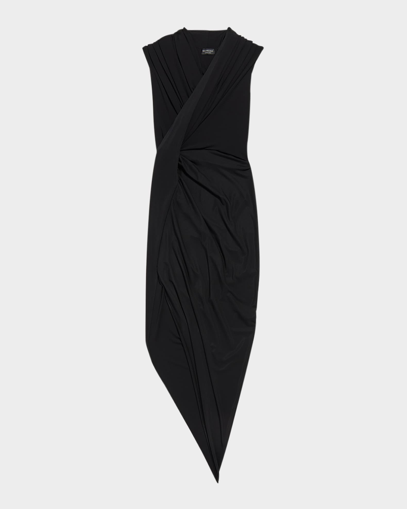 【関税込み】balenciaga Draped dress Balenciaga Draped Sleeveless Asymmetric Midi Dress | Neiman