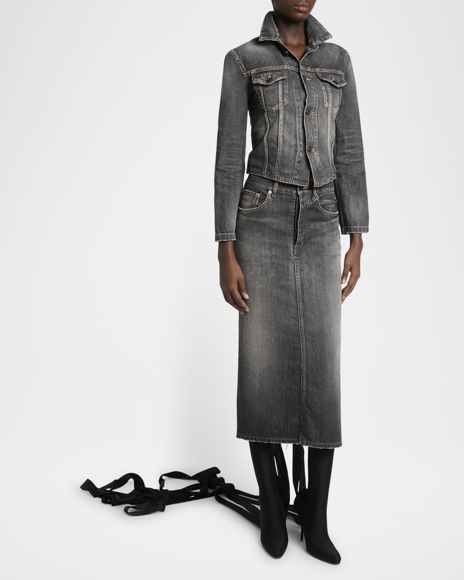 Lace-Up Denim Jacket 1