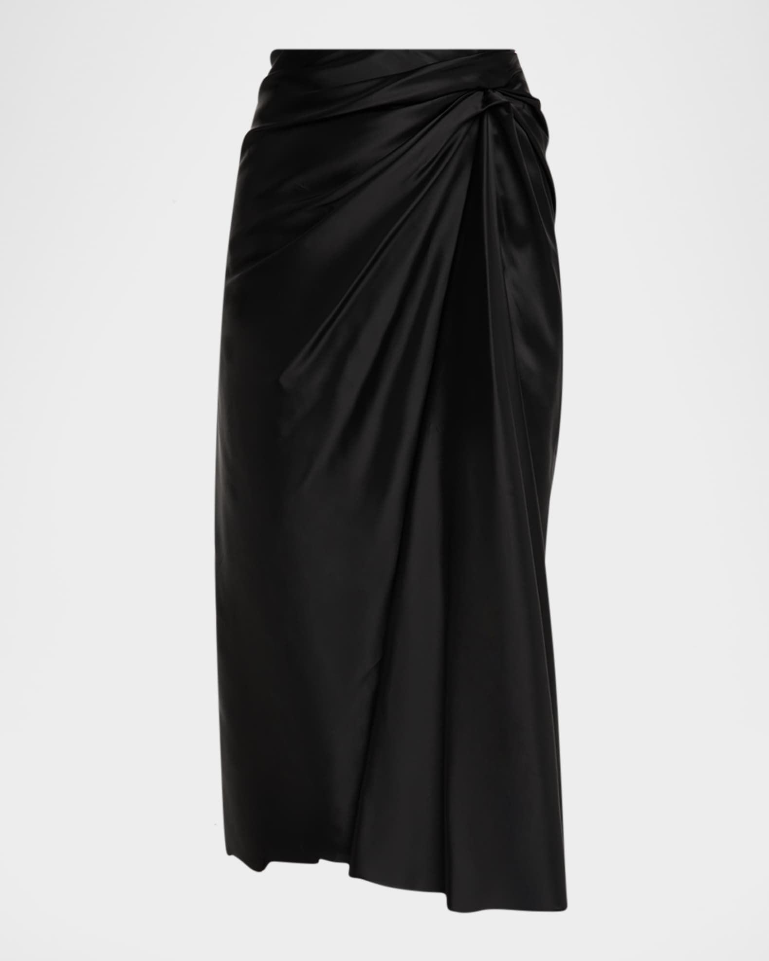 Draped Cupro Midi Skirt 0