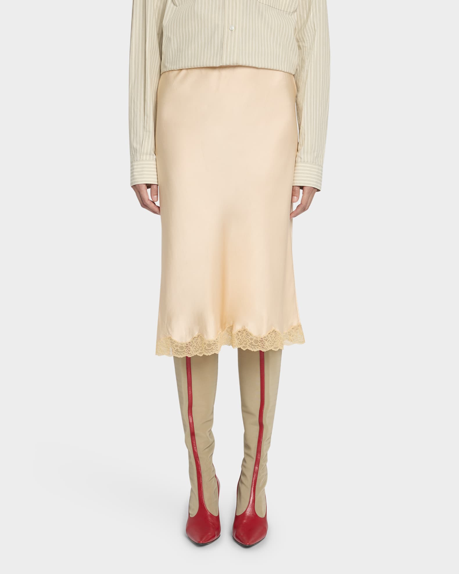 【気分転換スカート♪】THE ROW IRENE MIDI SIRT IN SILK SATIN THE ROW] IRENE MIDI SIRT IN SILK SATIN