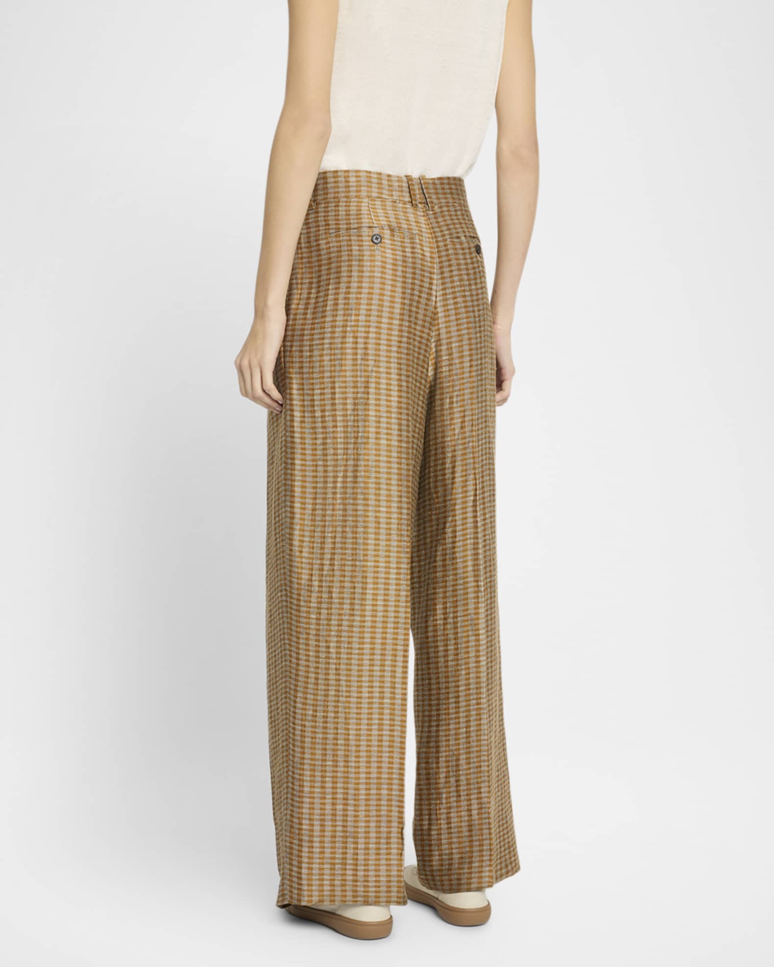 【in a row】Linen Span Skirt Pants Off White Linen Pleated Midi Skirt | Tausi – motelrocks-com-us