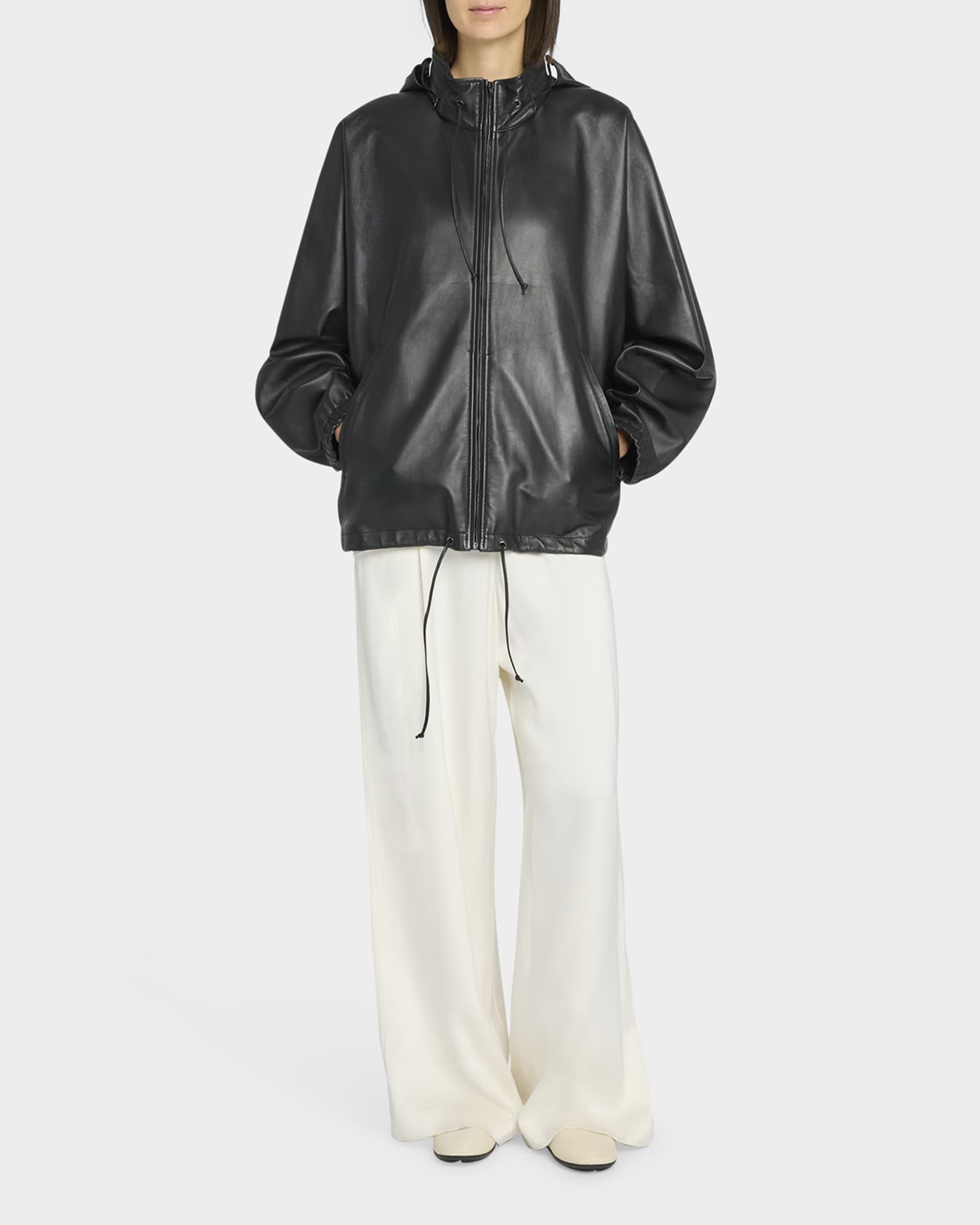 Jilly Leather Zip Hooded Jacket 1