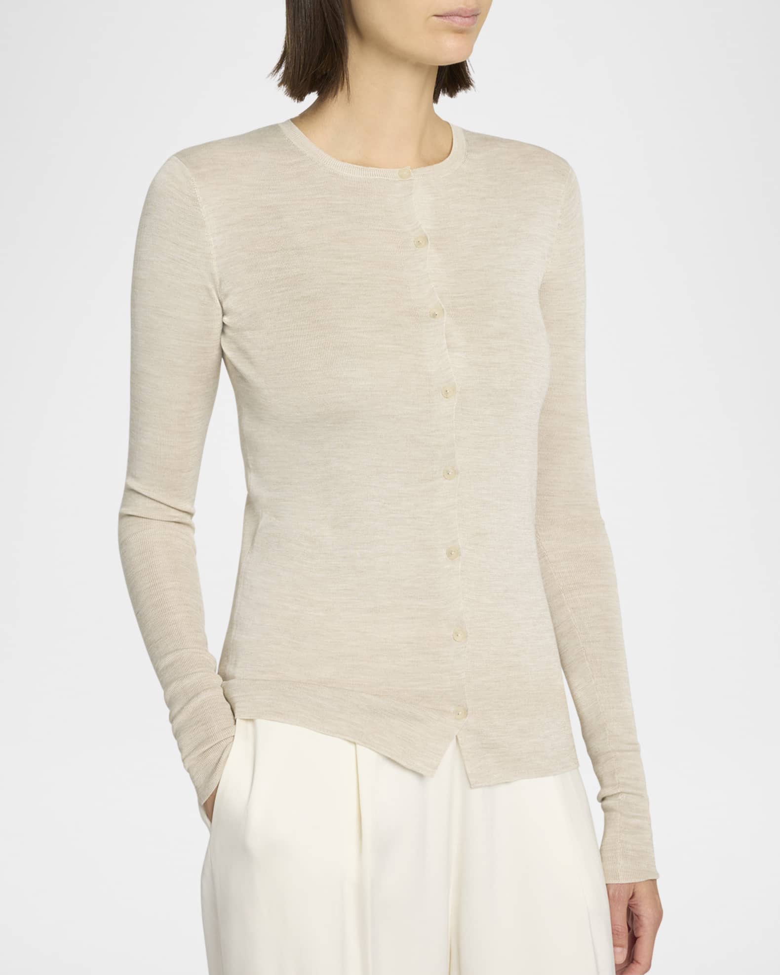 WIRROW LINEN SILK KNIT CARDIGAN サイズ2 The Row Dwin Linen And Silk Cardigan In Neutrals - 30% Off
