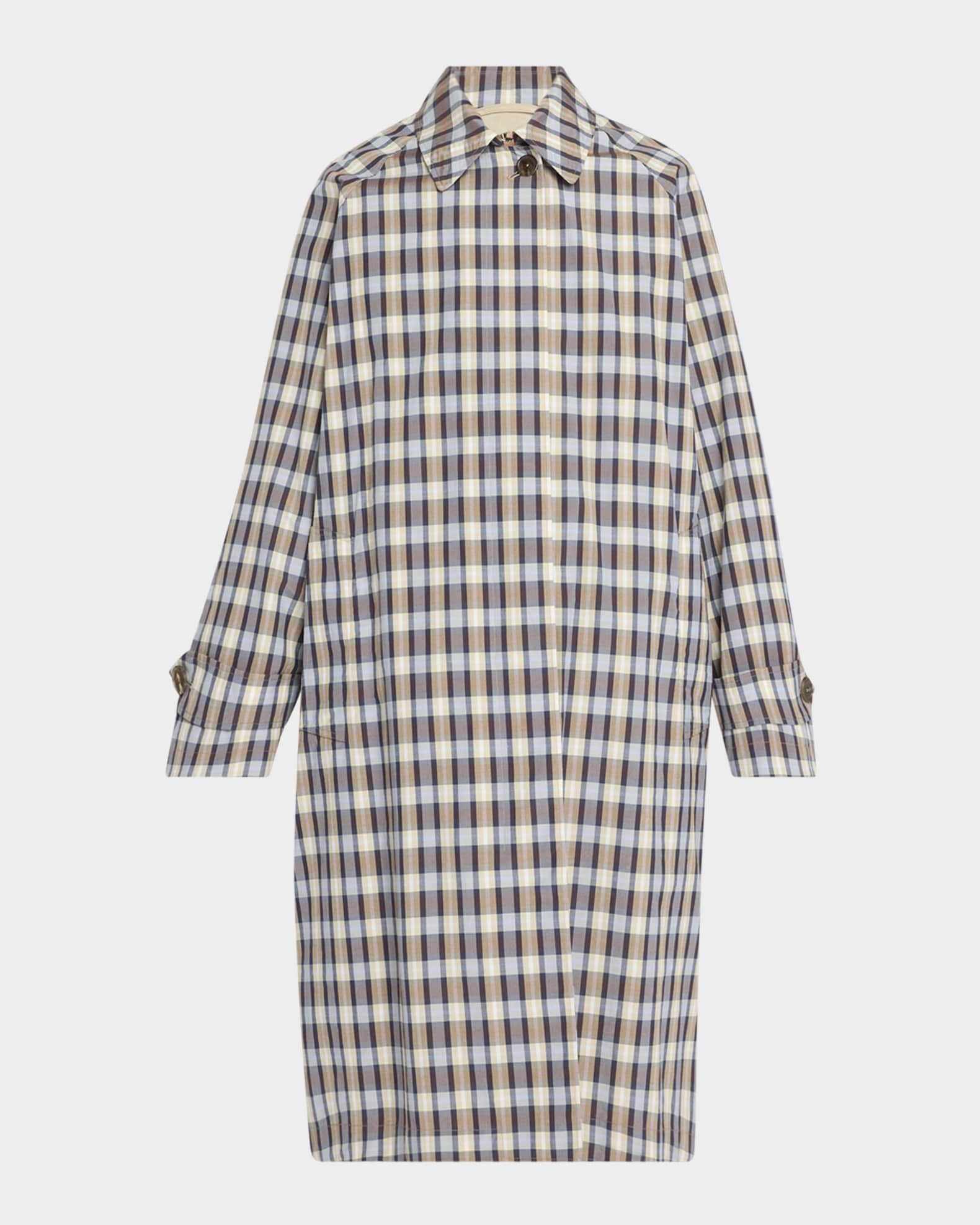THE ROW Tavishina Check Long Coat | Neiman Marcus