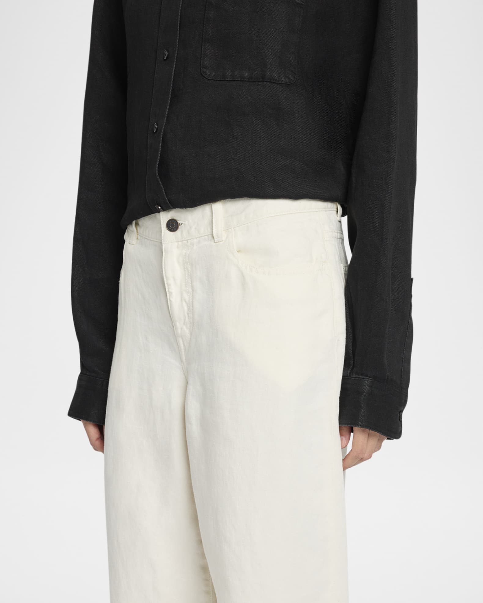 THE ROW Eglitta Straight-Leg Linen Jeans | Neiman Marcus