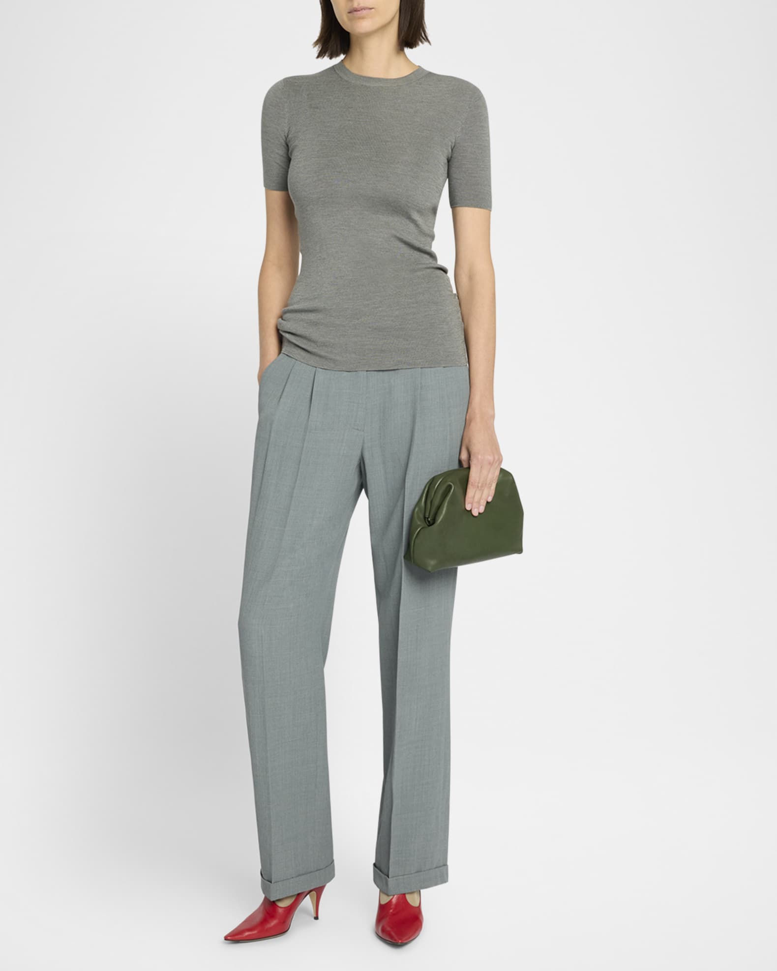 THE ROW Everhart Pleated Straight-Leg Pants | Neiman Marcus