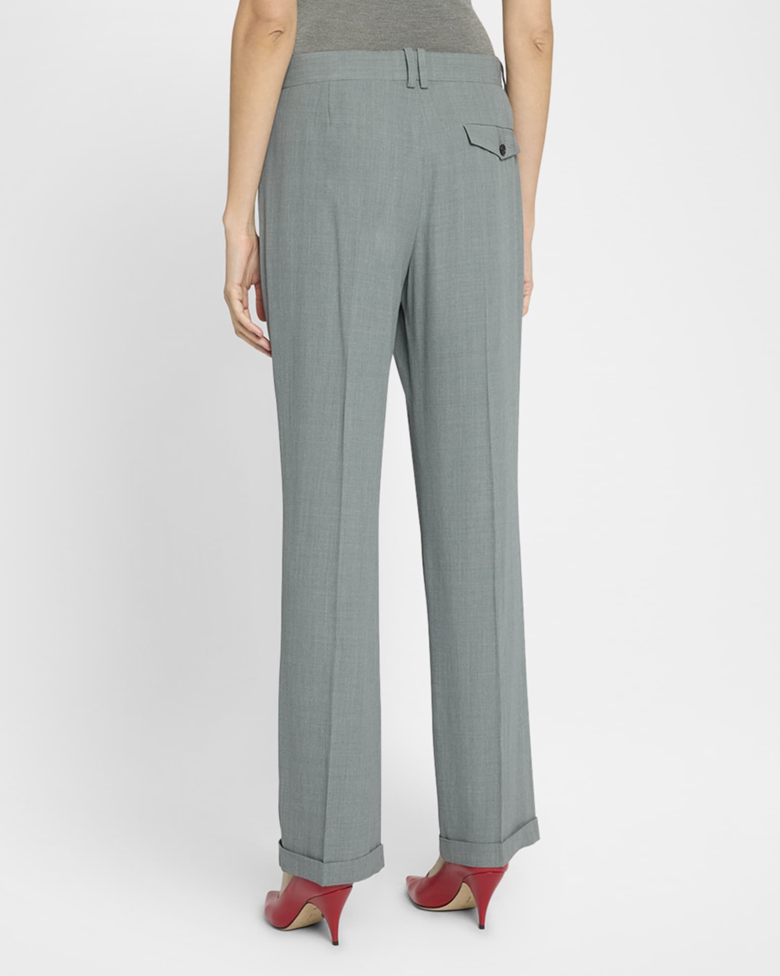 【関税&送料込】The Row Everhart Pants In Wool Gabardine Everhart wool-blend gabardine straight pants in grey - The