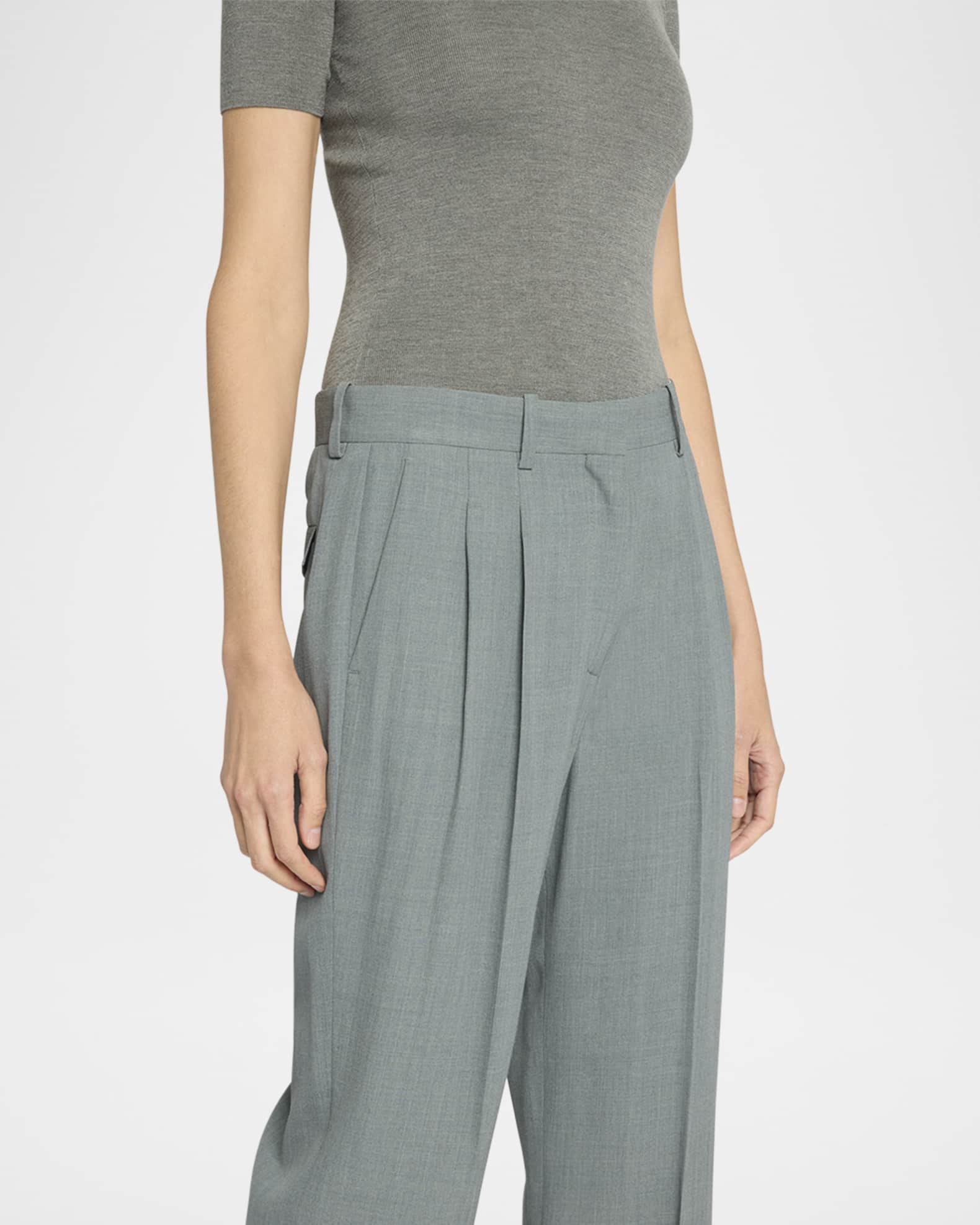 【関税&送料込】The Row Everhart Pants In Wool Gabardine Everhart wool-blend gabardine straight pants in grey - The