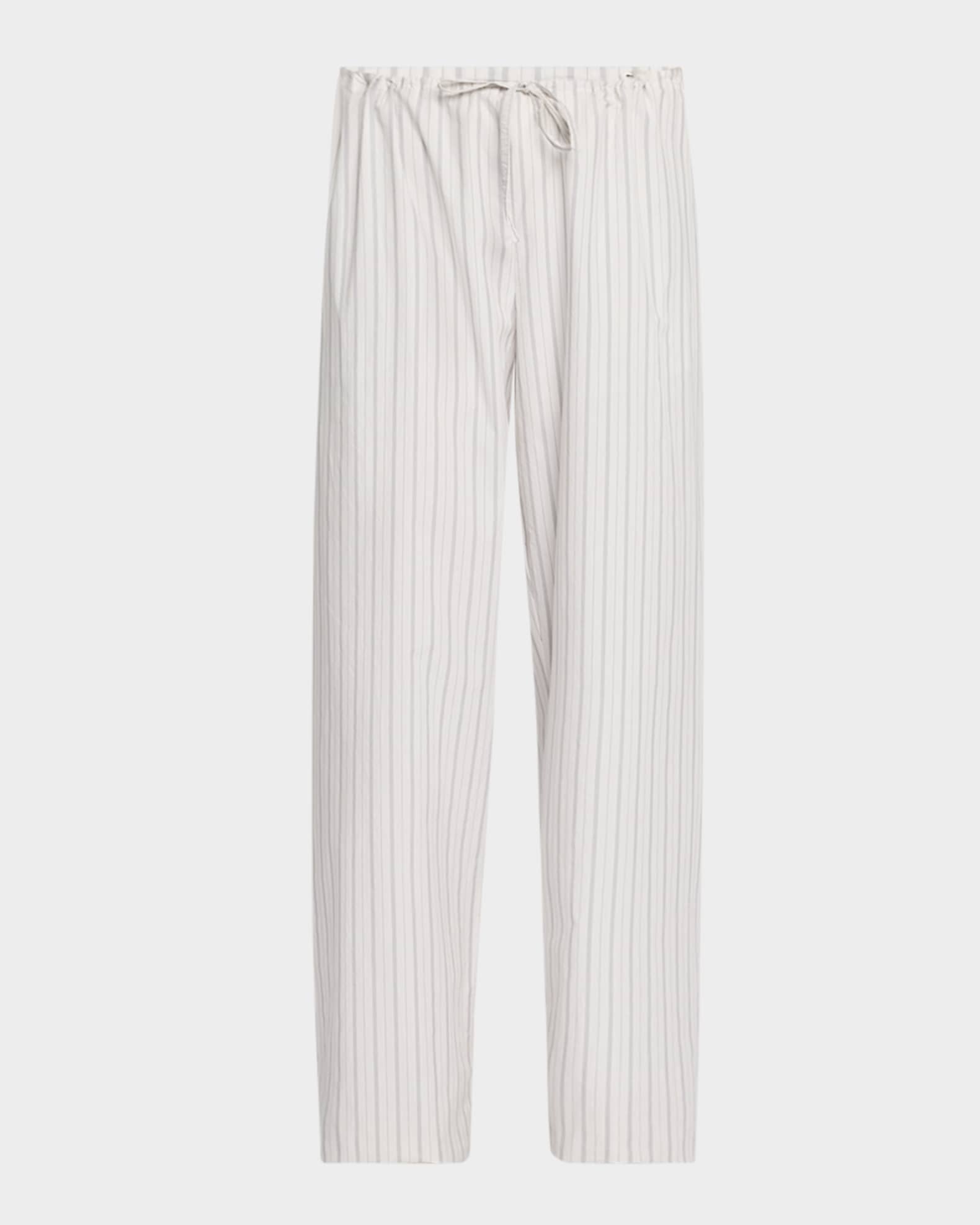 パンツ THE ROW HYPNOSTA TROUSERS IN WHITE WITH STRIPES THE ROW Hypnosta Striped Straight-Leg Drawstring Pants