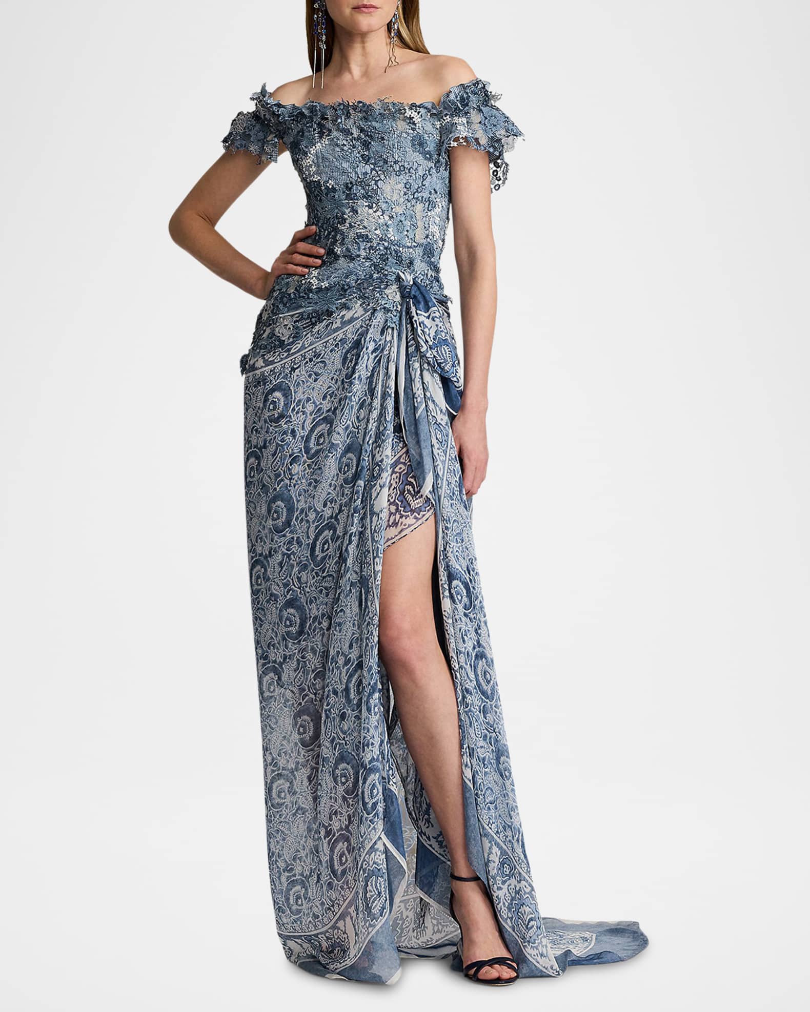 Ivanna Floral Gauze Evening Dress 1
