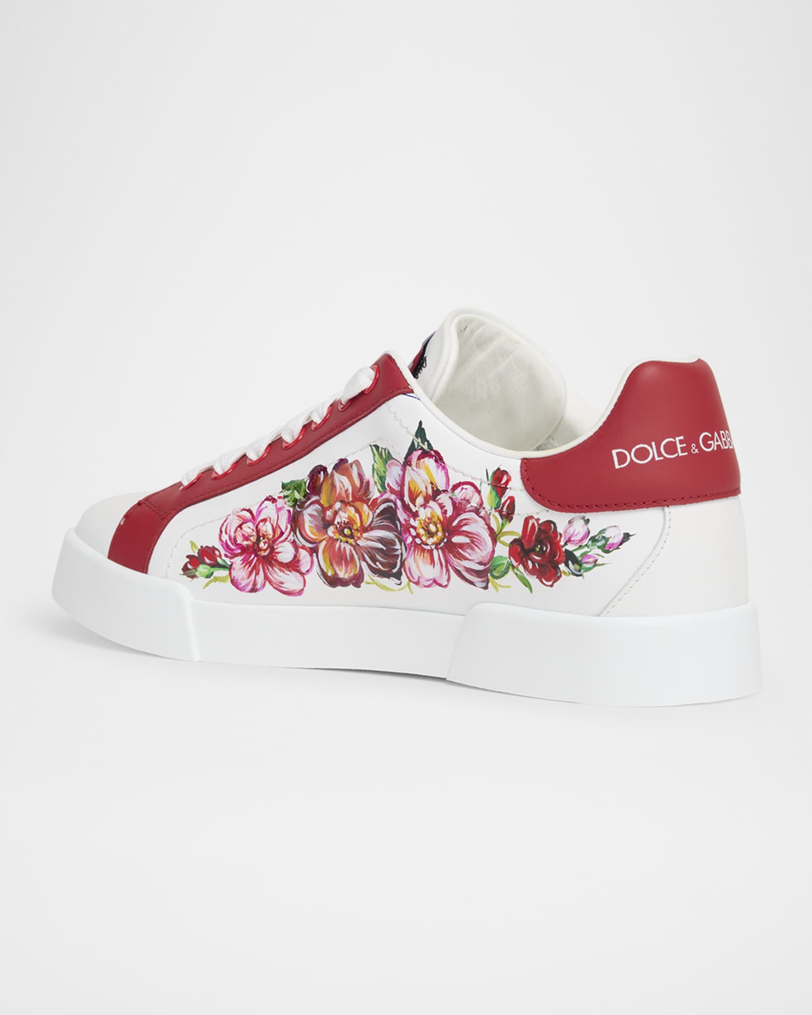 Portofino Painted Flower Leather Sneakers  1