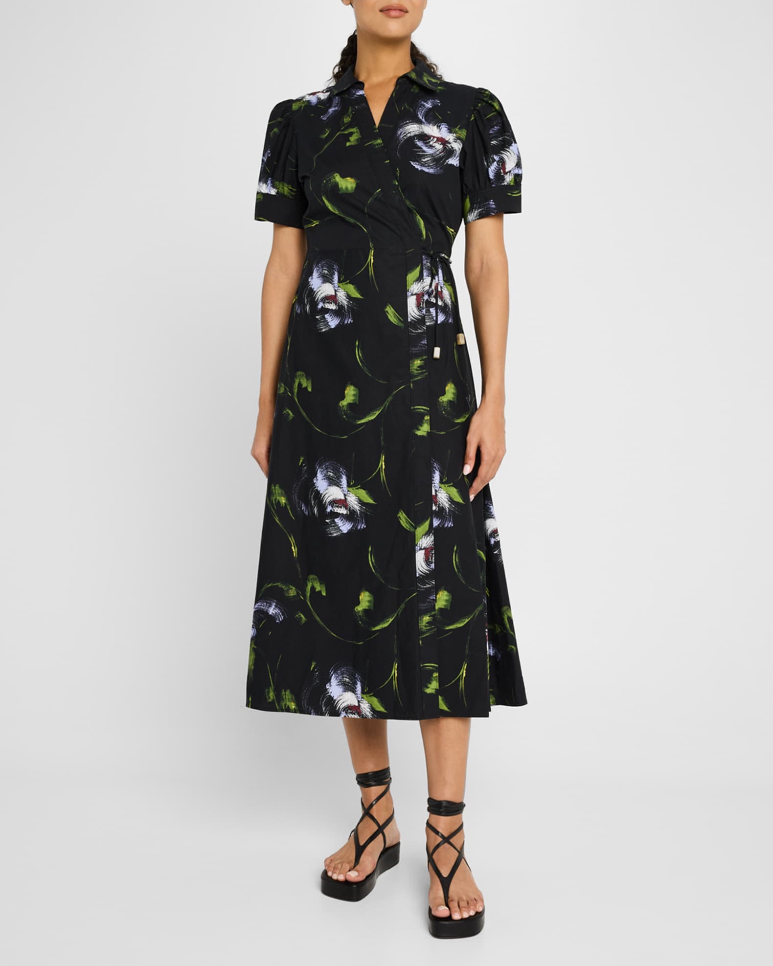 Shivon Printed Short-Sleeve Wrap Dress 1