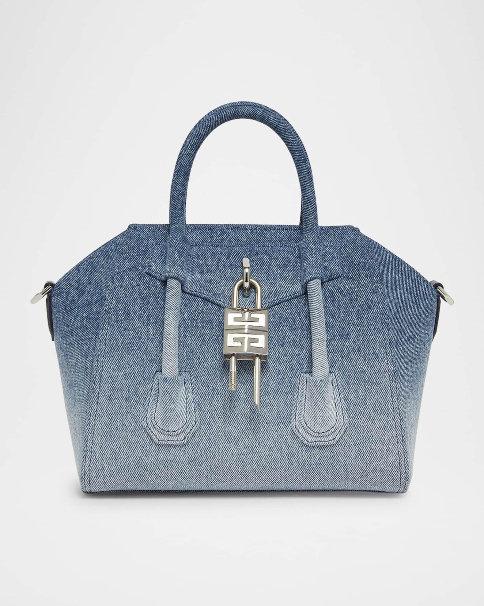 Antigona Lock Mini Top-Handle Bag in Faded Denim 0