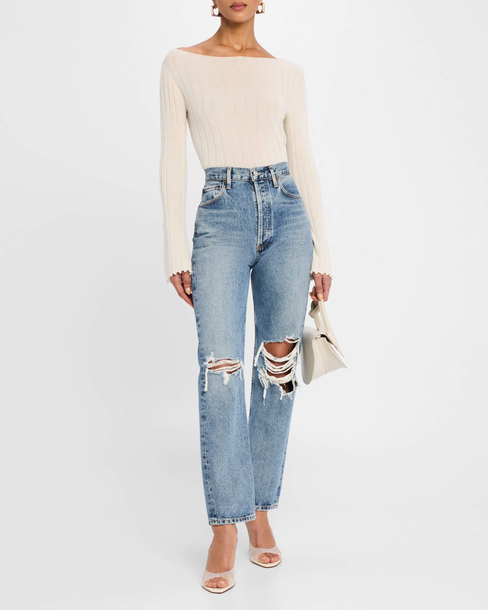 Rib Flare Cashmere Top - Thumbnail 2