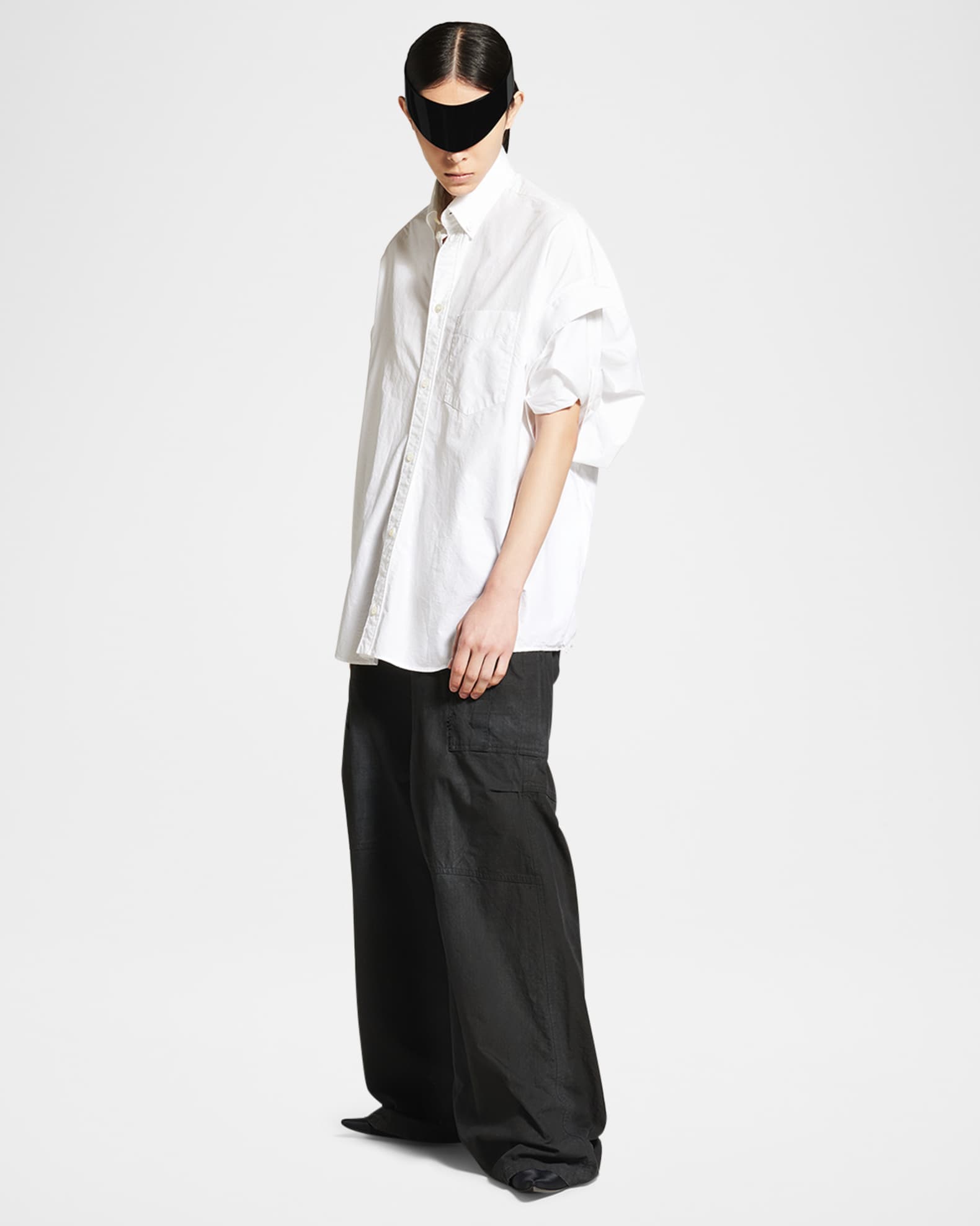 Tucked-Sleeve Button-Down Shirt 1