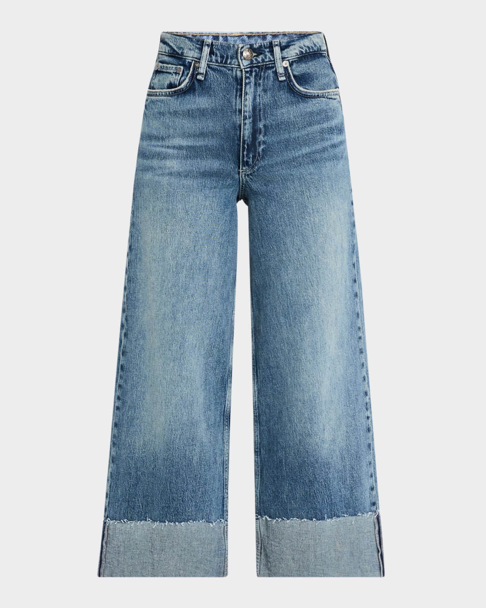 Sofie High-Rise Wide-Leg Ankle Cuff Jeans 0