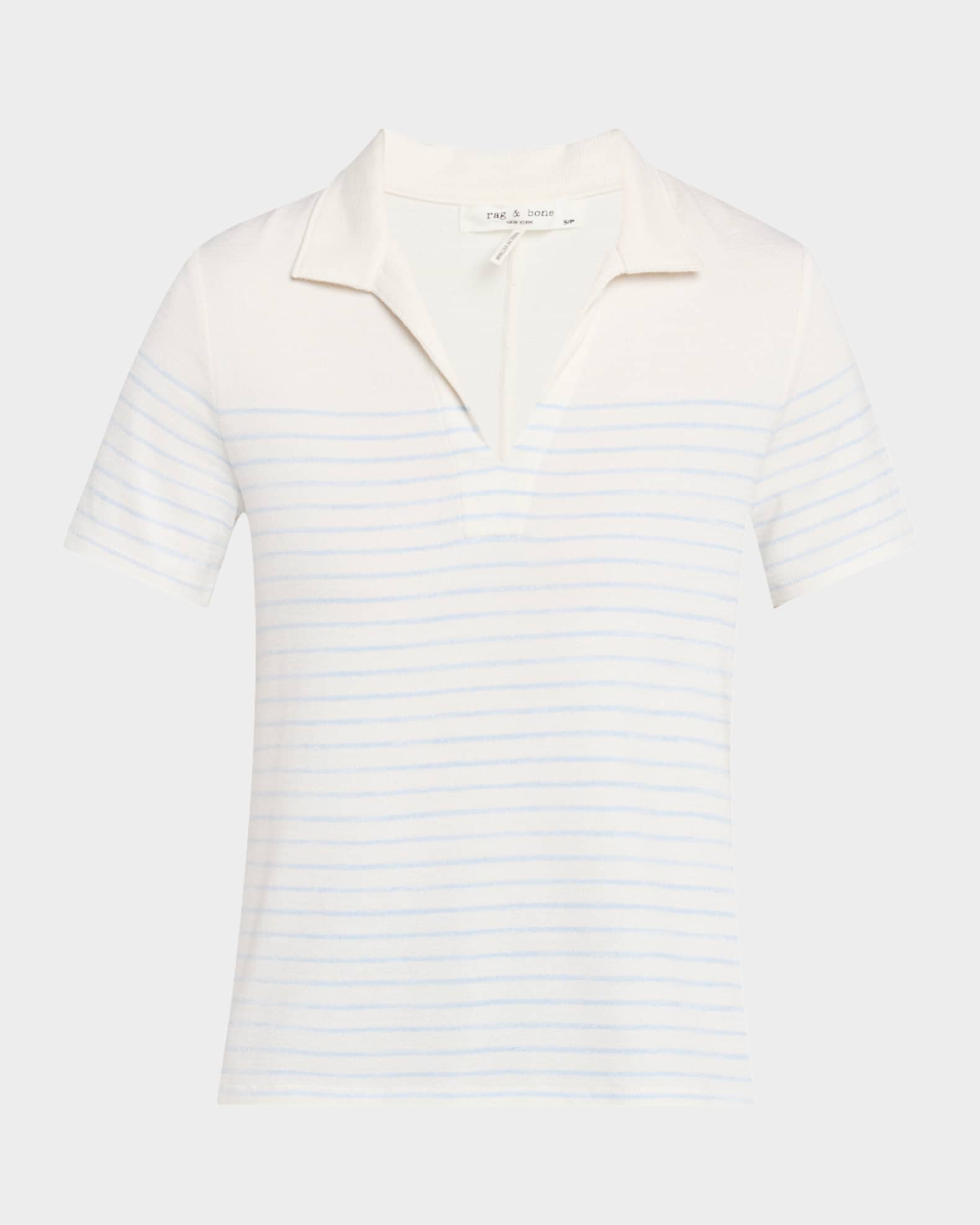 Stripe Short-Sleeve Polo Top  0