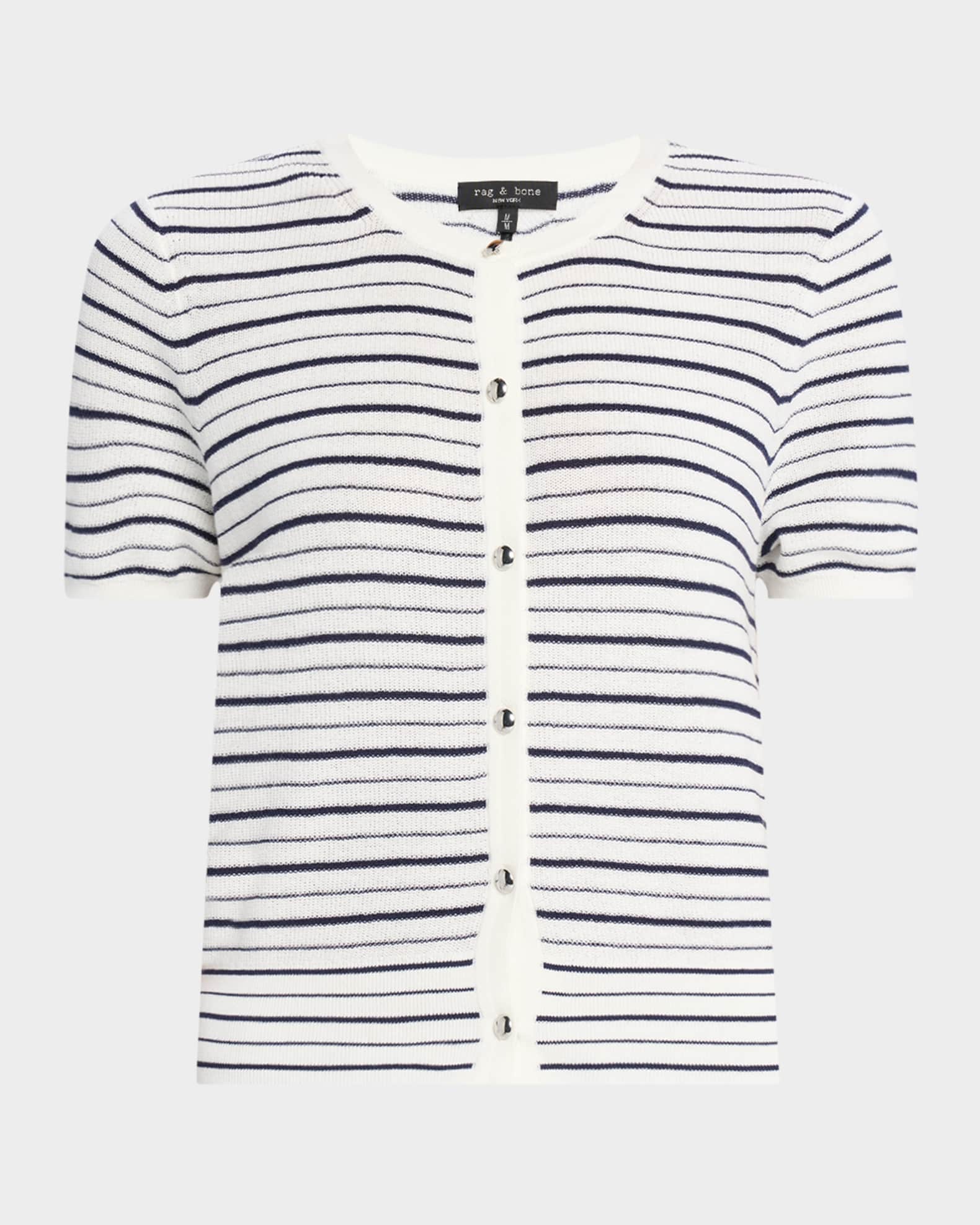 Dina Stripe Short-Sleeve Cardigan  0