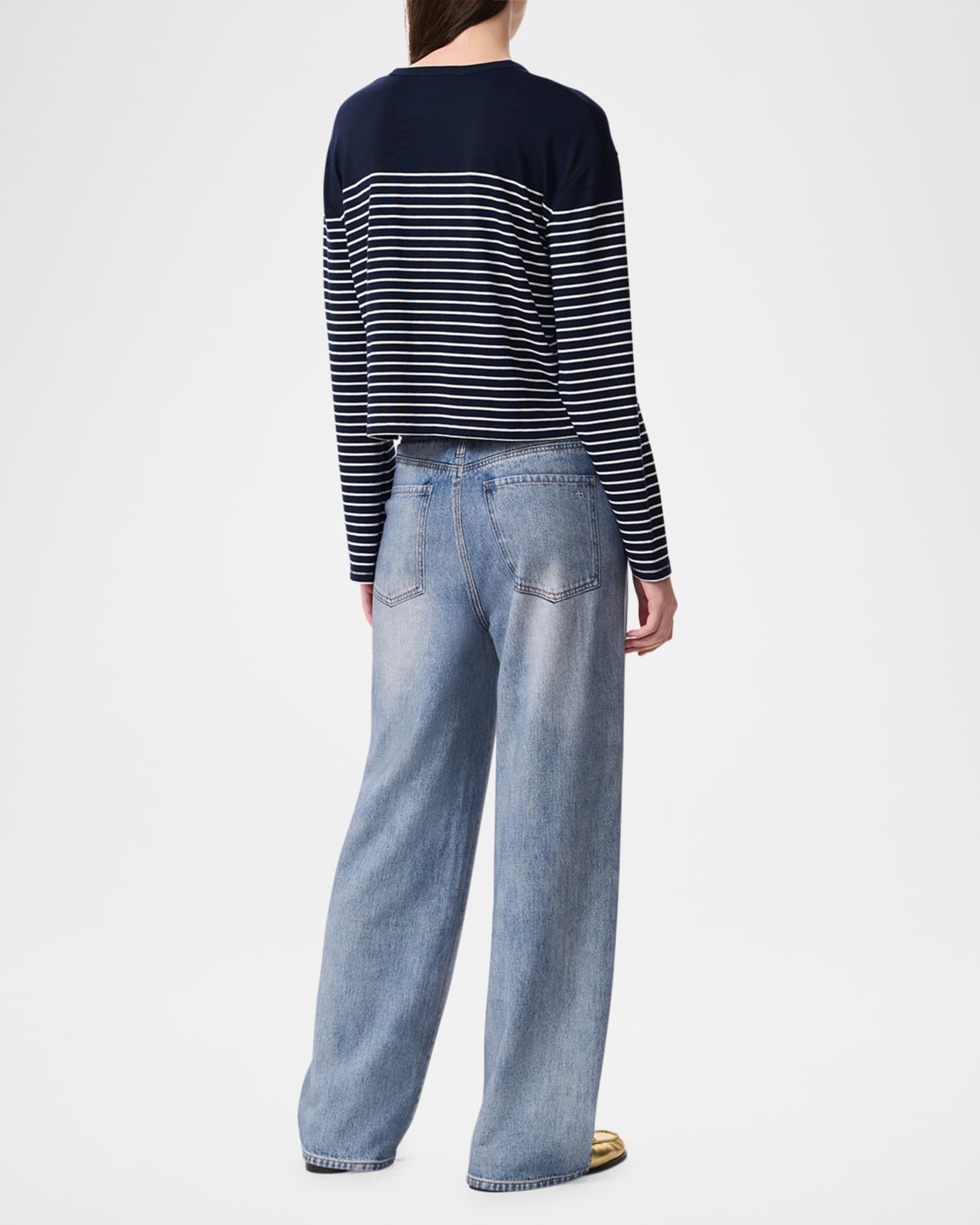 Rag & Bone The Knit Stripe Boxy Long-Sleeve Tee | Neiman Marcus