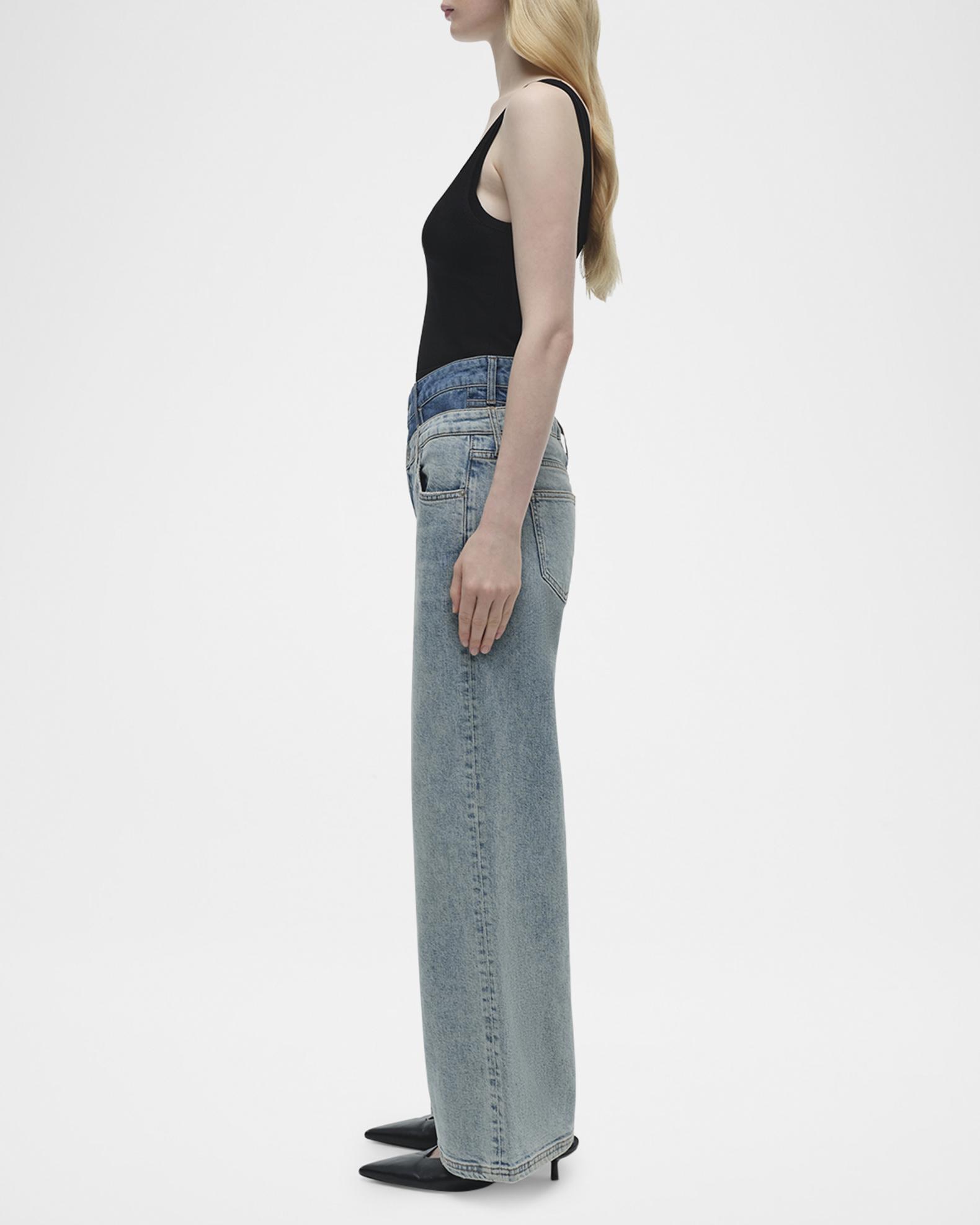 SIMKHAI Kove Double-Waist Jeans | Neiman Marcus