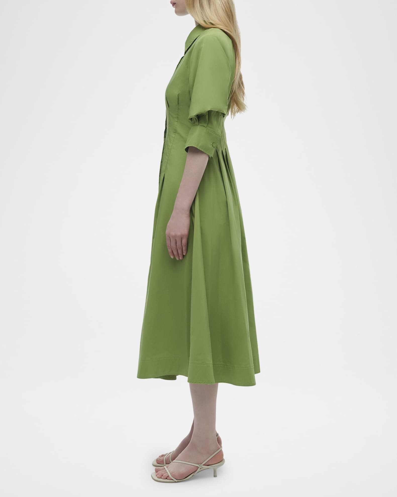 Jazz Pintuck Midi Dress in Buttercream