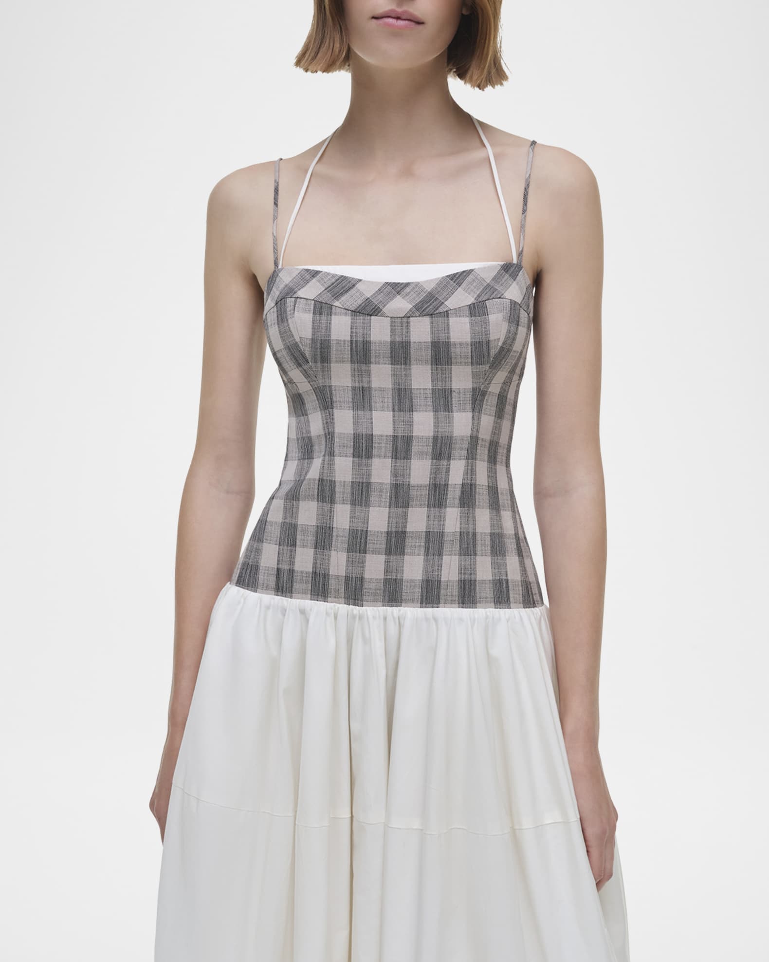 SIMKHAI Pfeiffer Drop-Waist Bubble Midi Dress | Neiman Marcus