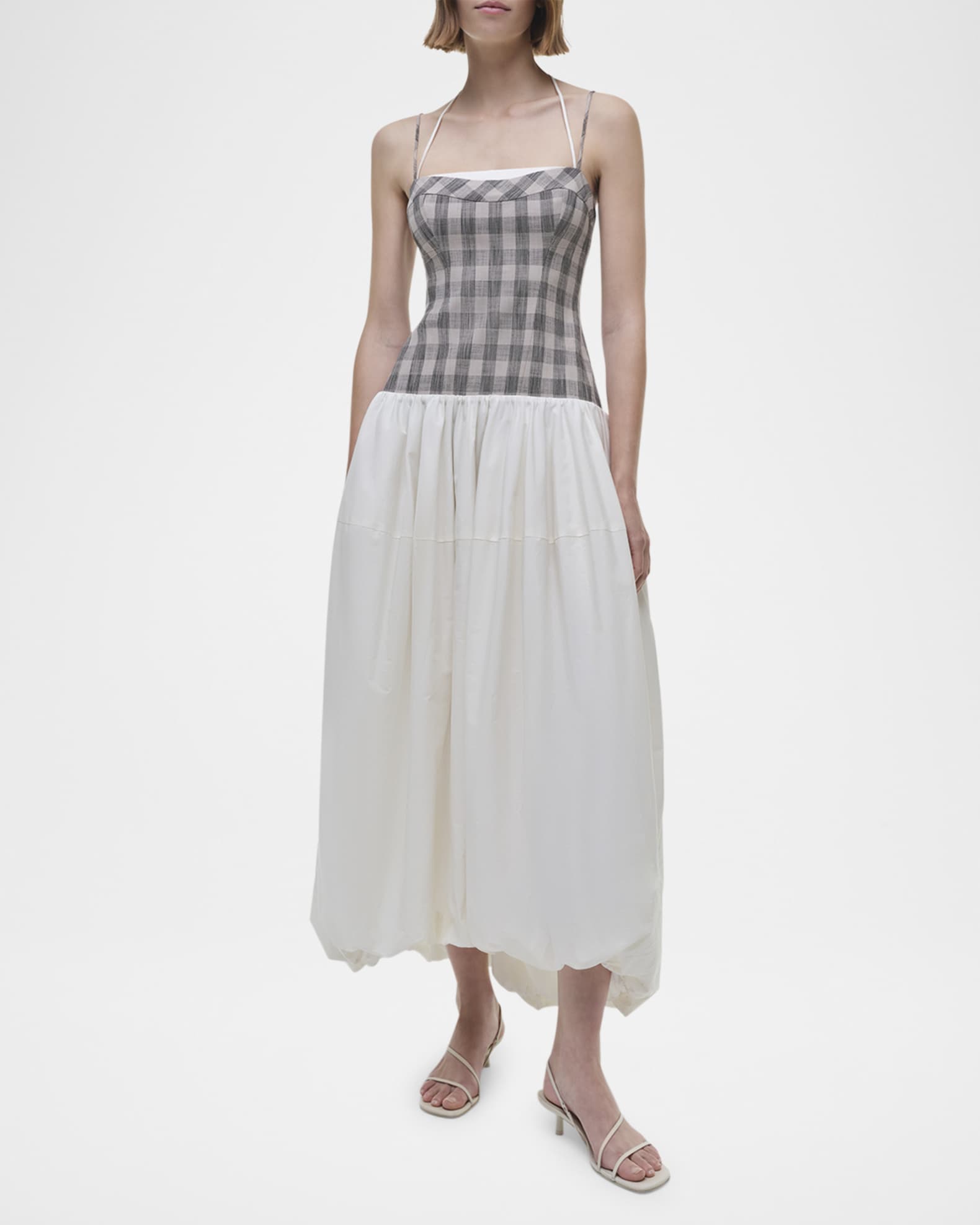 simkhai drop waist dress SIMKHAI Pfeiffer Drop-Waist Bubble Midi Dress