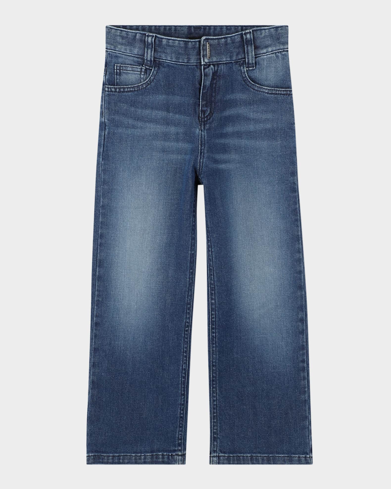 Boy's Logo Embroidered Denim Trousers, Size 4-6 0