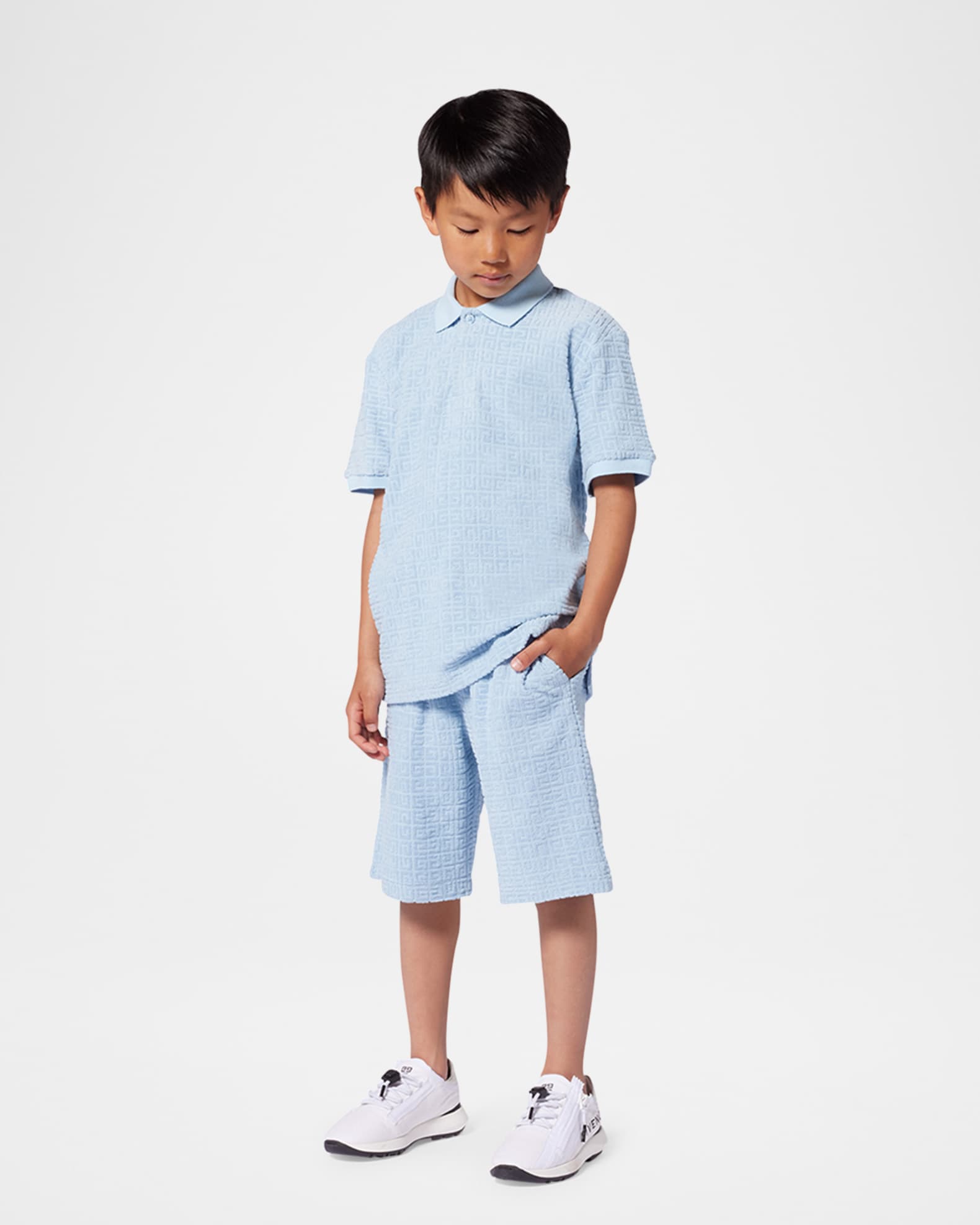 Boy's 4G Embossed Terry Cloth Polo Shirt 1