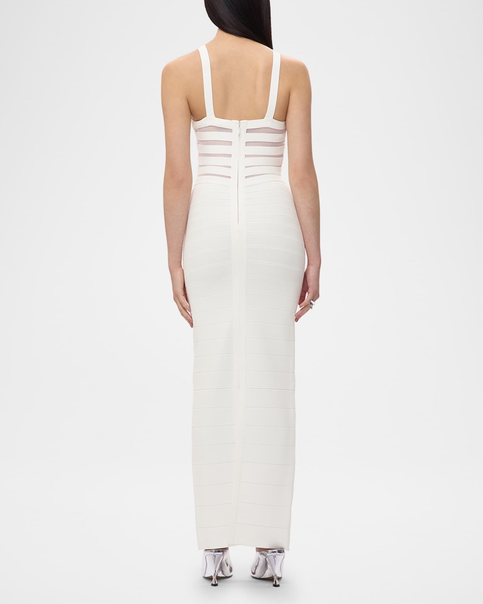Herve Leger Adeline Crossover Mesh Bandage Gown Neiman Marcus