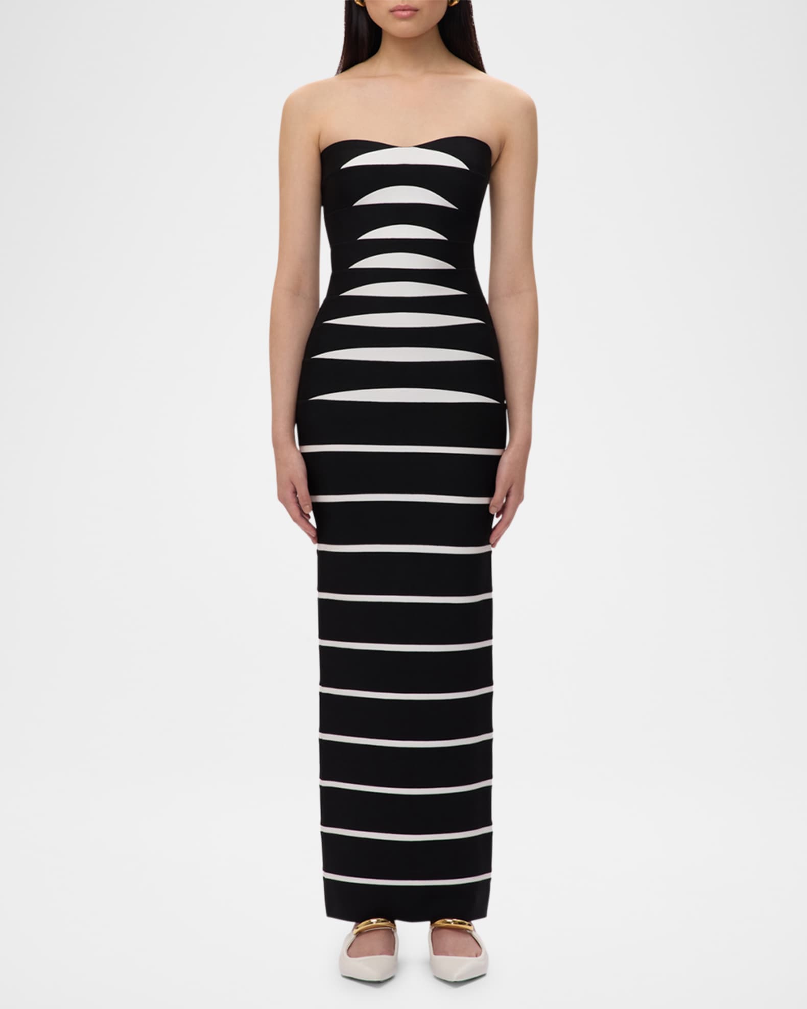 Cameron Strapless Abstract Striped Gown 1
