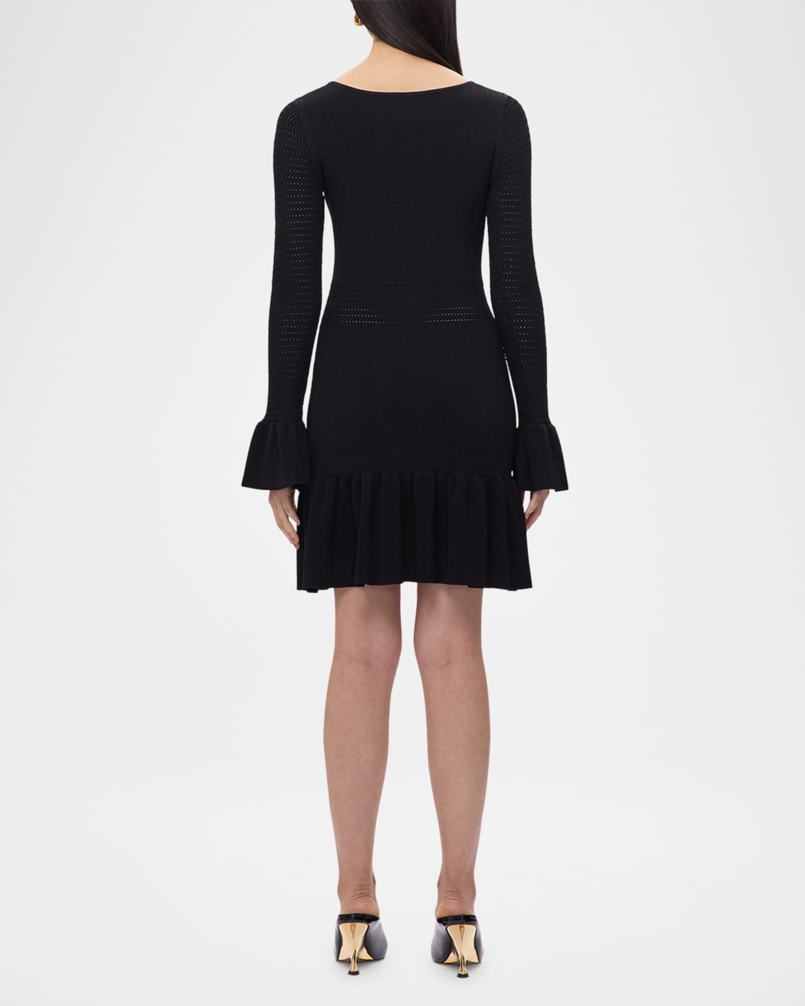 fitted lace wedding dress Staud Colette Black Embellished Scallop Mini Dress main image 1
