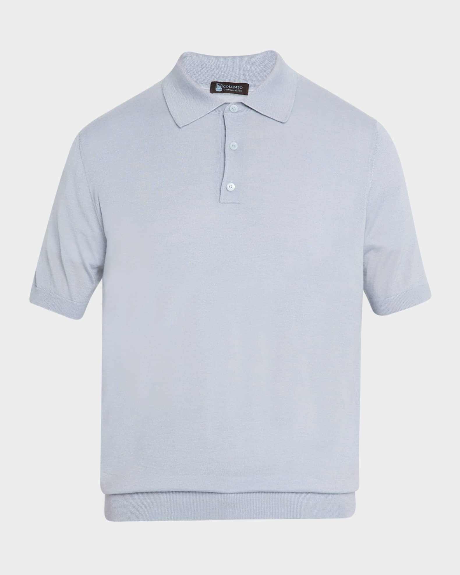 Men's Relais Silk/Cashmere Short Sleeve Buttonless Polo in Aqua main image 1