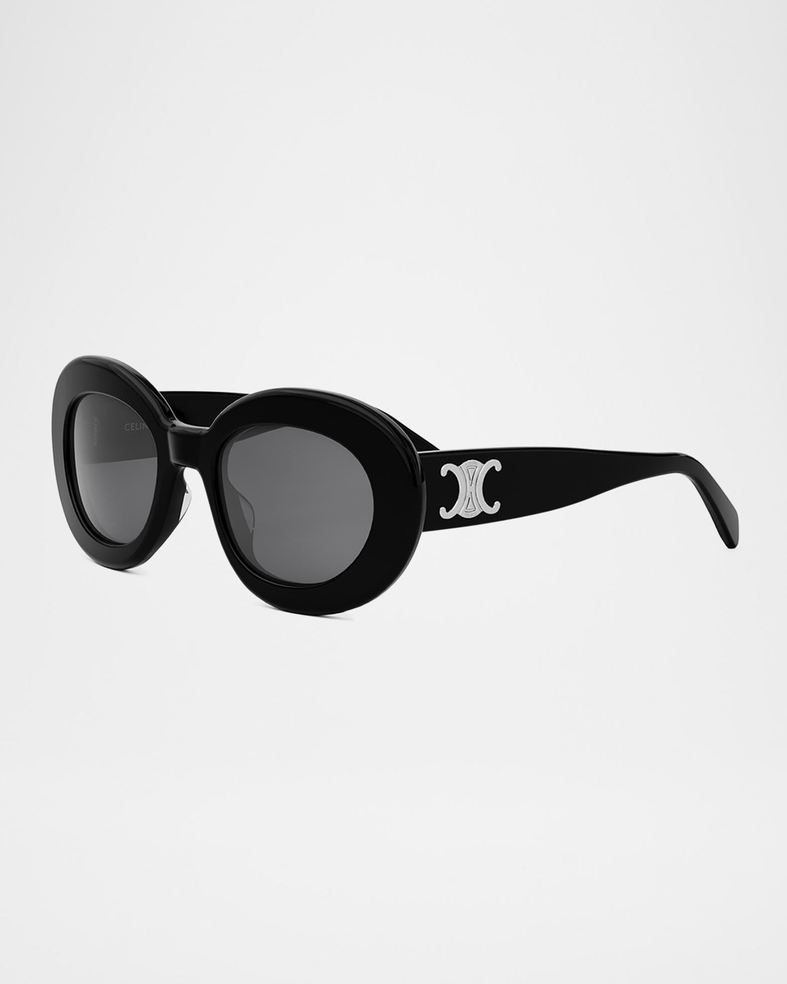 Celine Black Oversized Round Frame gradient Sunglasses. CELINE EYEWEAR Oval-frame metal and acetate sunglasses | NET  main image 4