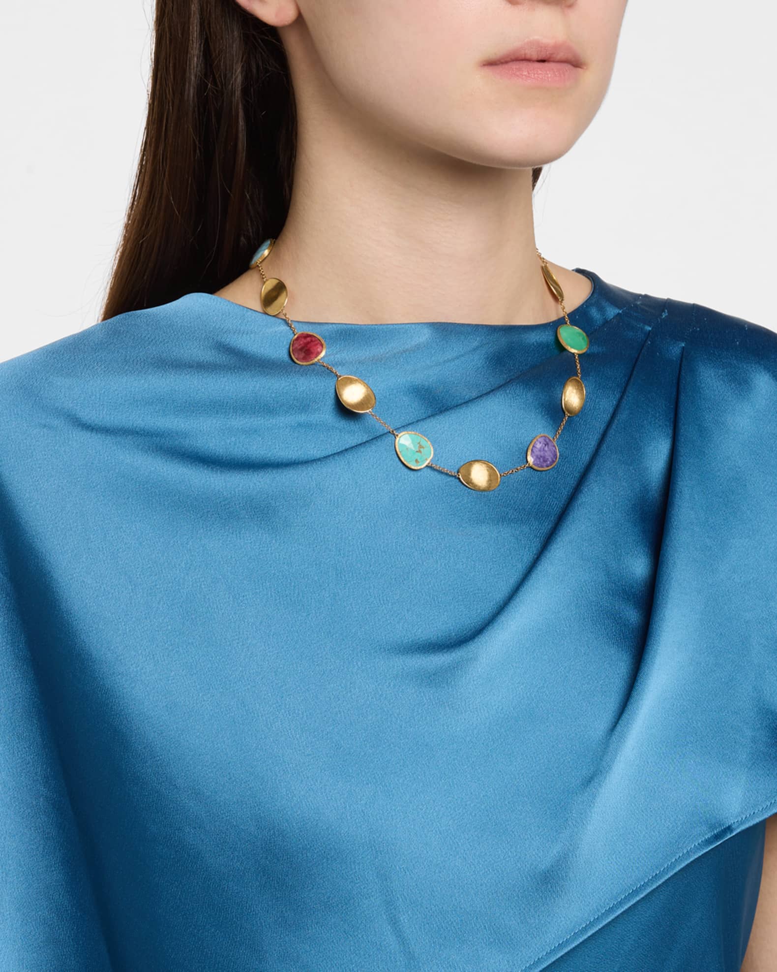 Lunaria 18K Yellow Gold Necklace with Mixed Stones 1