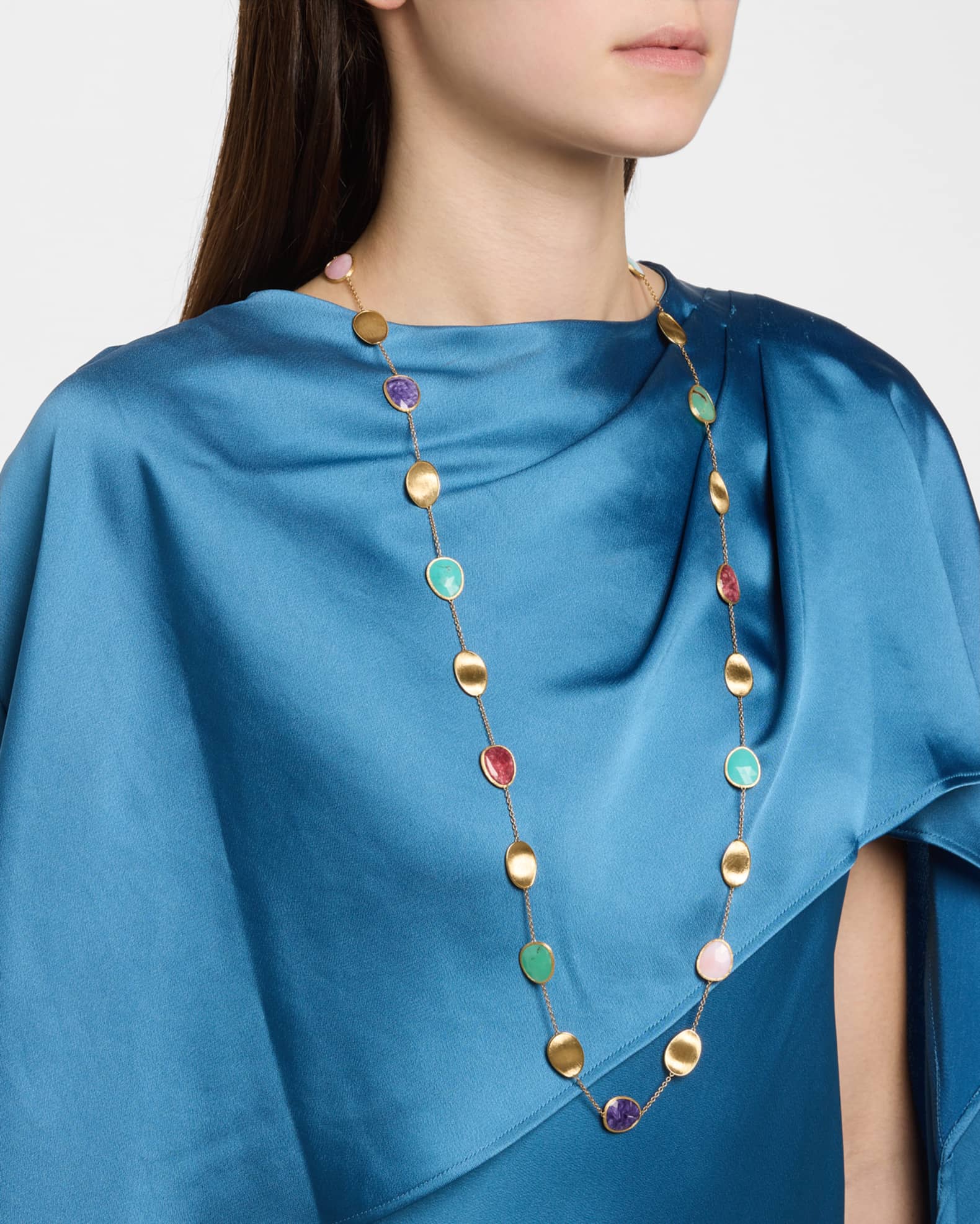 Lunaria 18K Yellow Gold Necklace with Mixed Stones 1