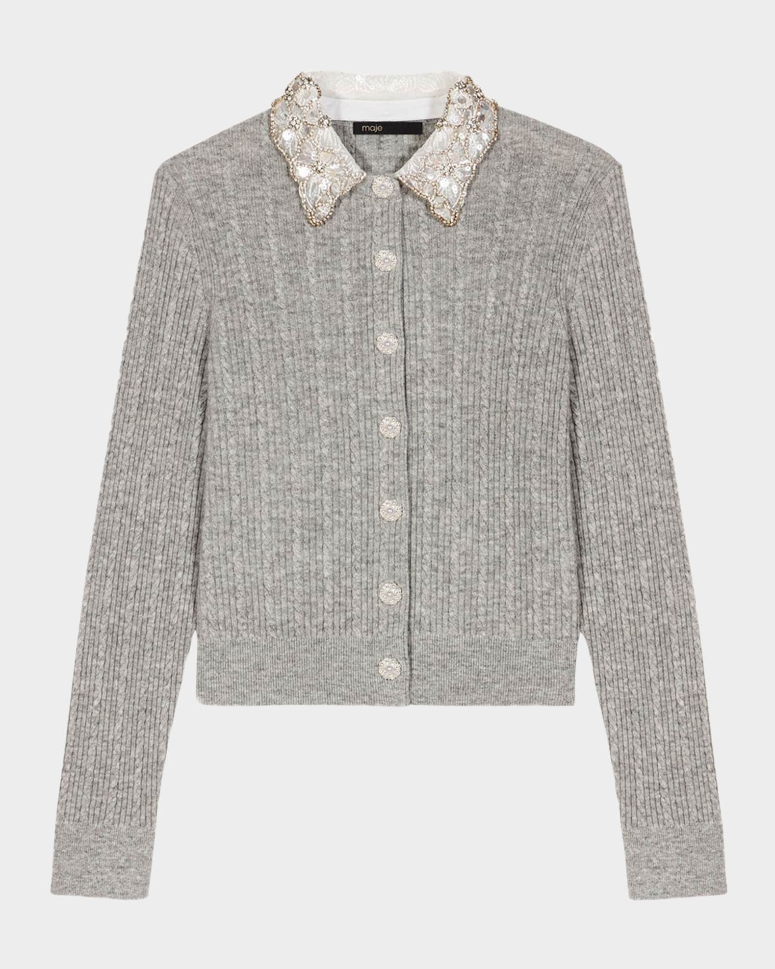 Maje Miniou Cable Knit Cardigan Neiman Marcus