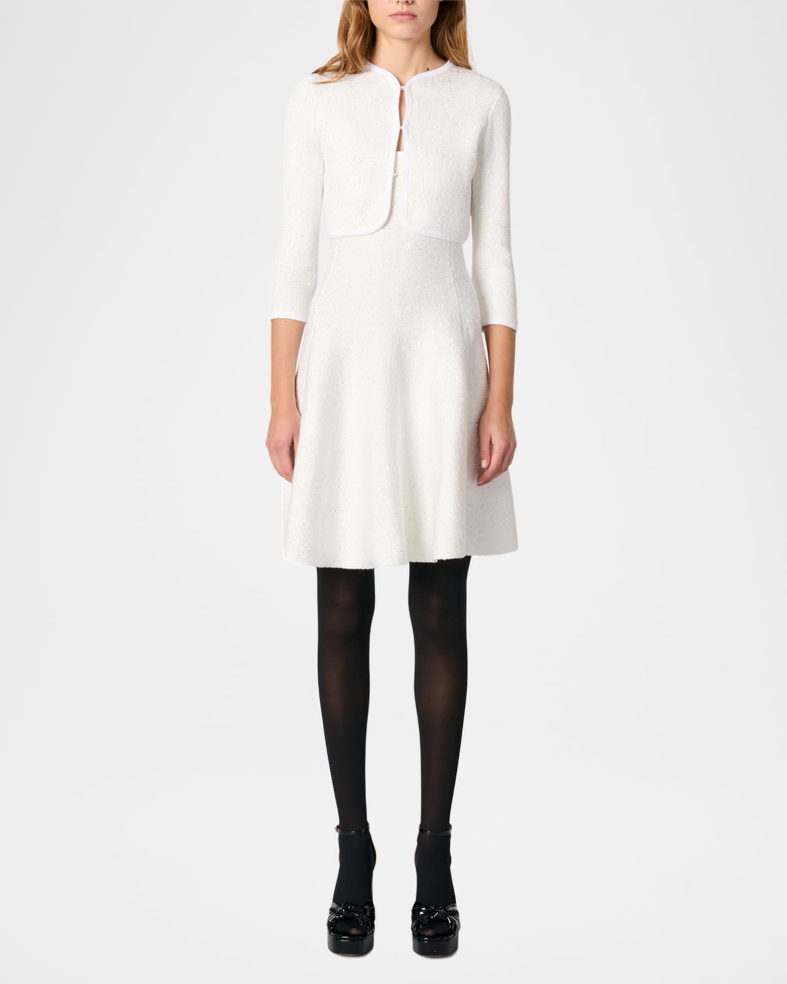 Majestic Stretch Linen Cardigan in Blanc