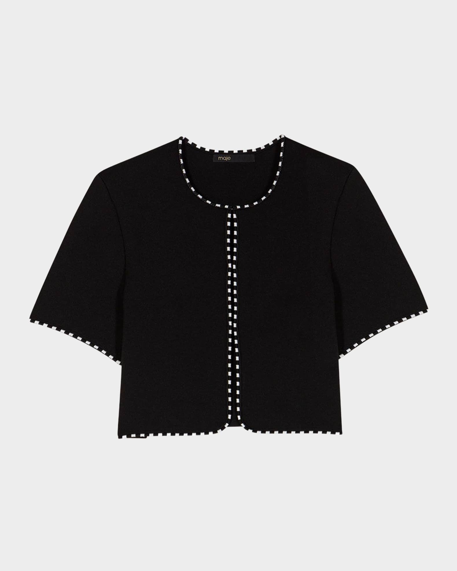 Maje Musselier Stretch Knit Cropped Cardigan | Neiman Marcus