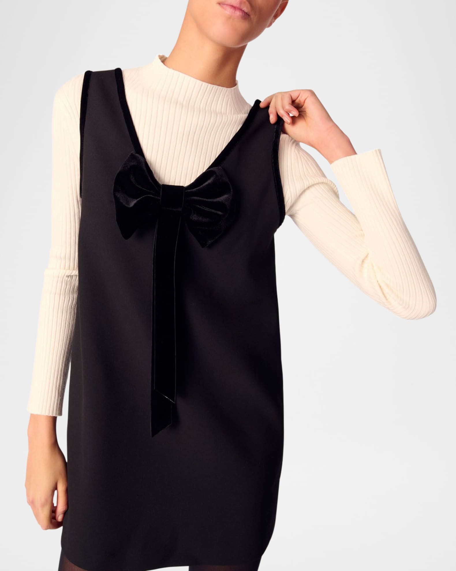 Maje Rilours Heavy Crepe Bow Mini Dress | Neiman Marcus