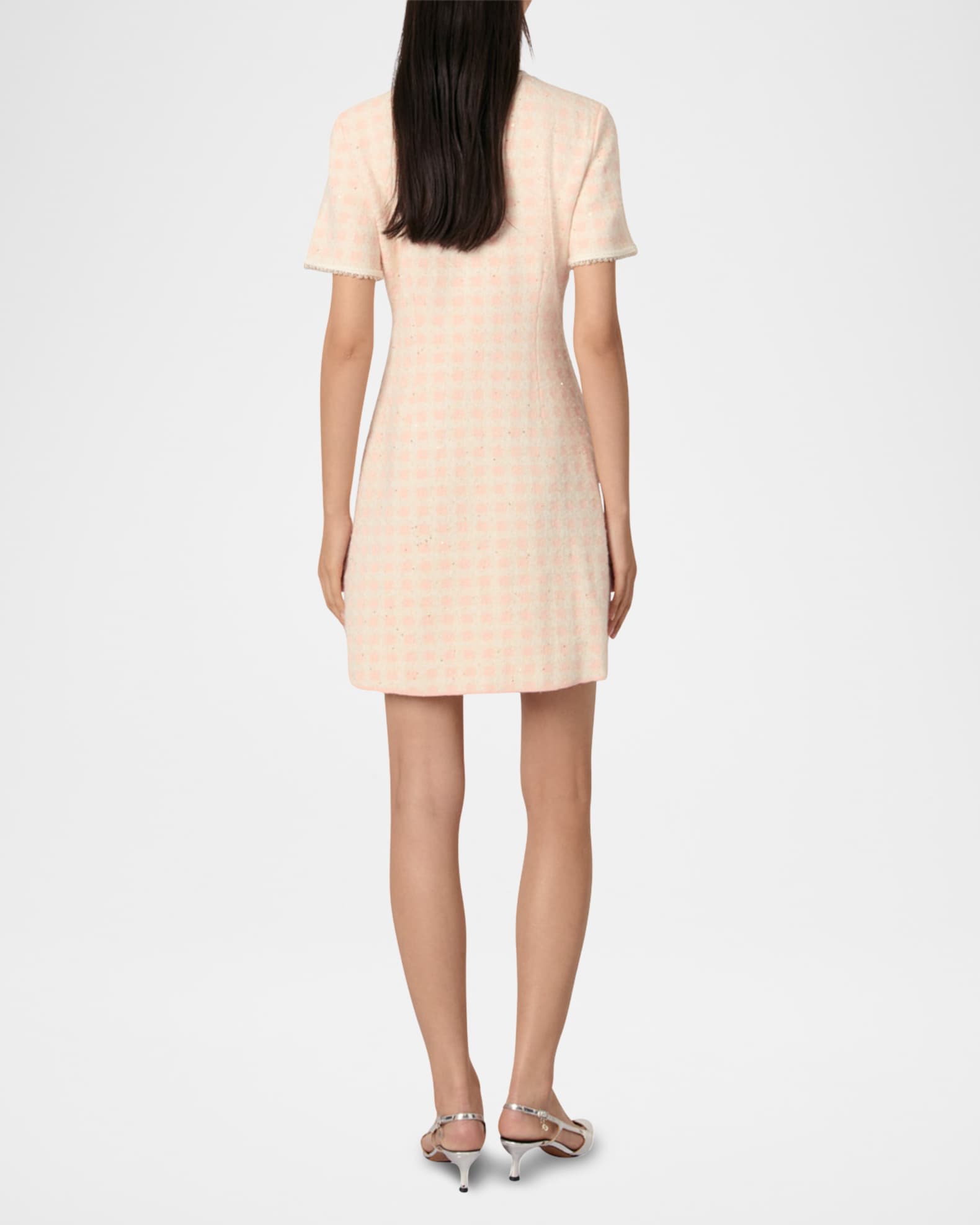 【信頼】 Maje Rartingal Sequined Tweed-Effect Check Knit Dress ワンピース