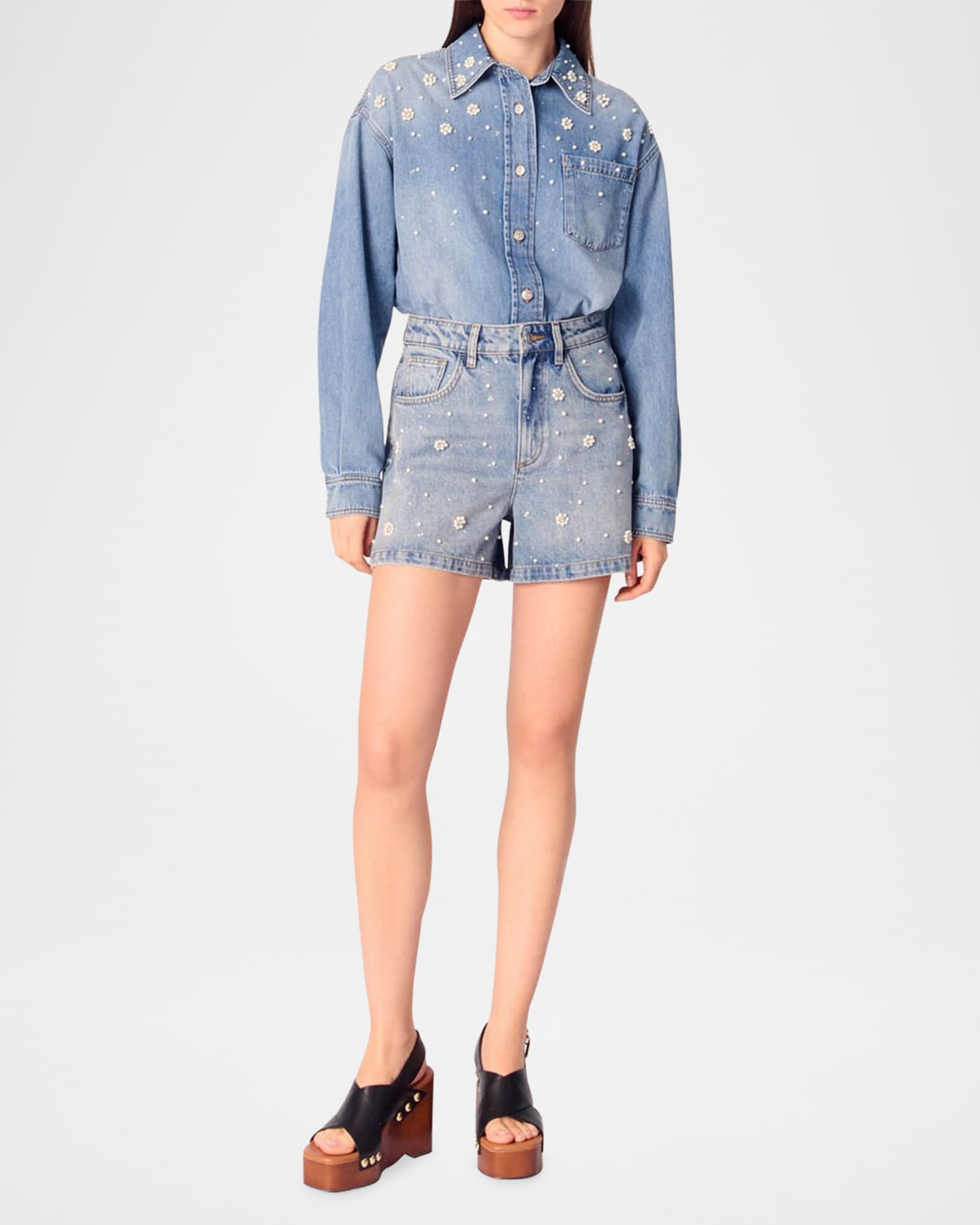 Icarla Embellished Denim Shorts 1