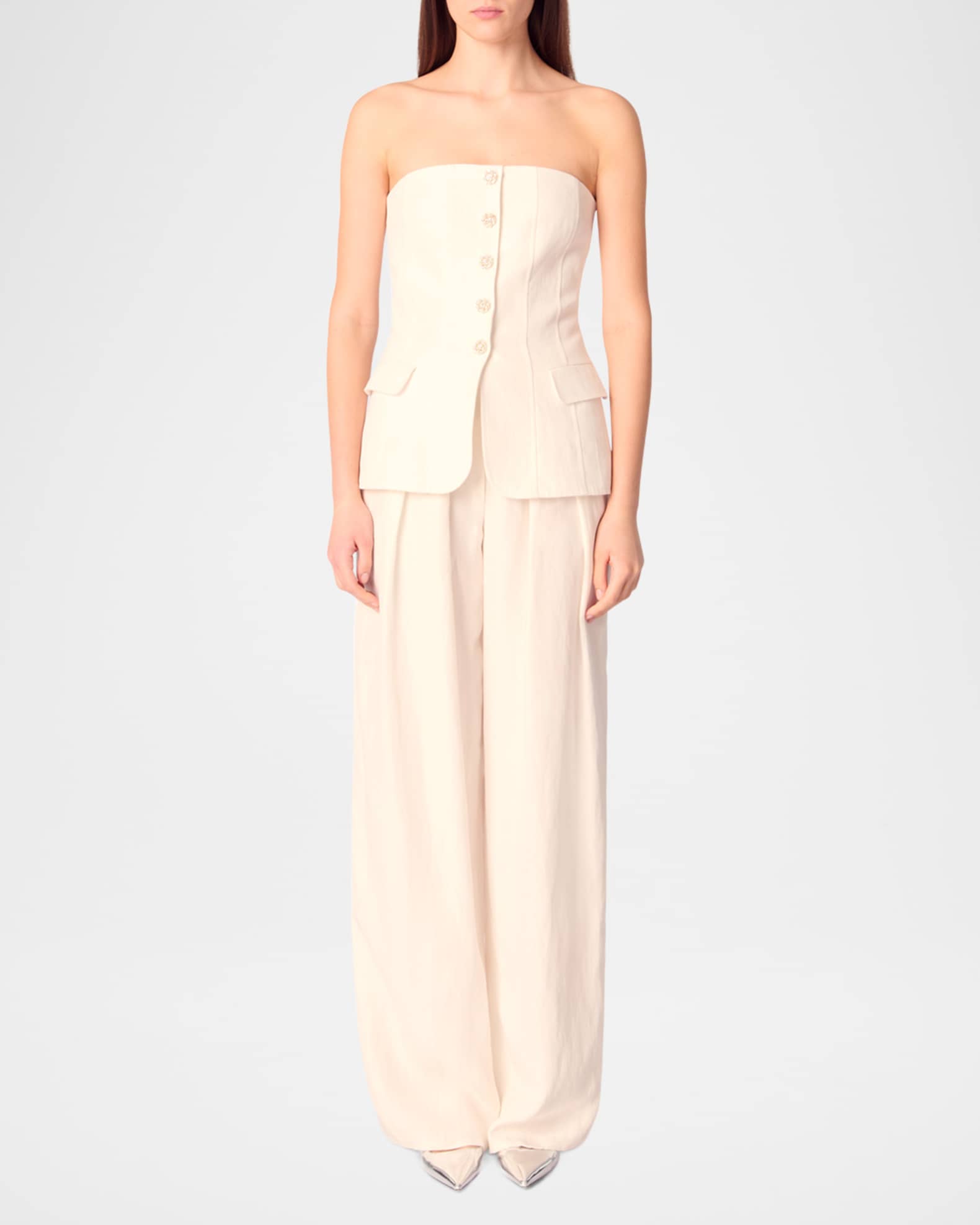 Livalu Strapless Linen-Blend Top 1