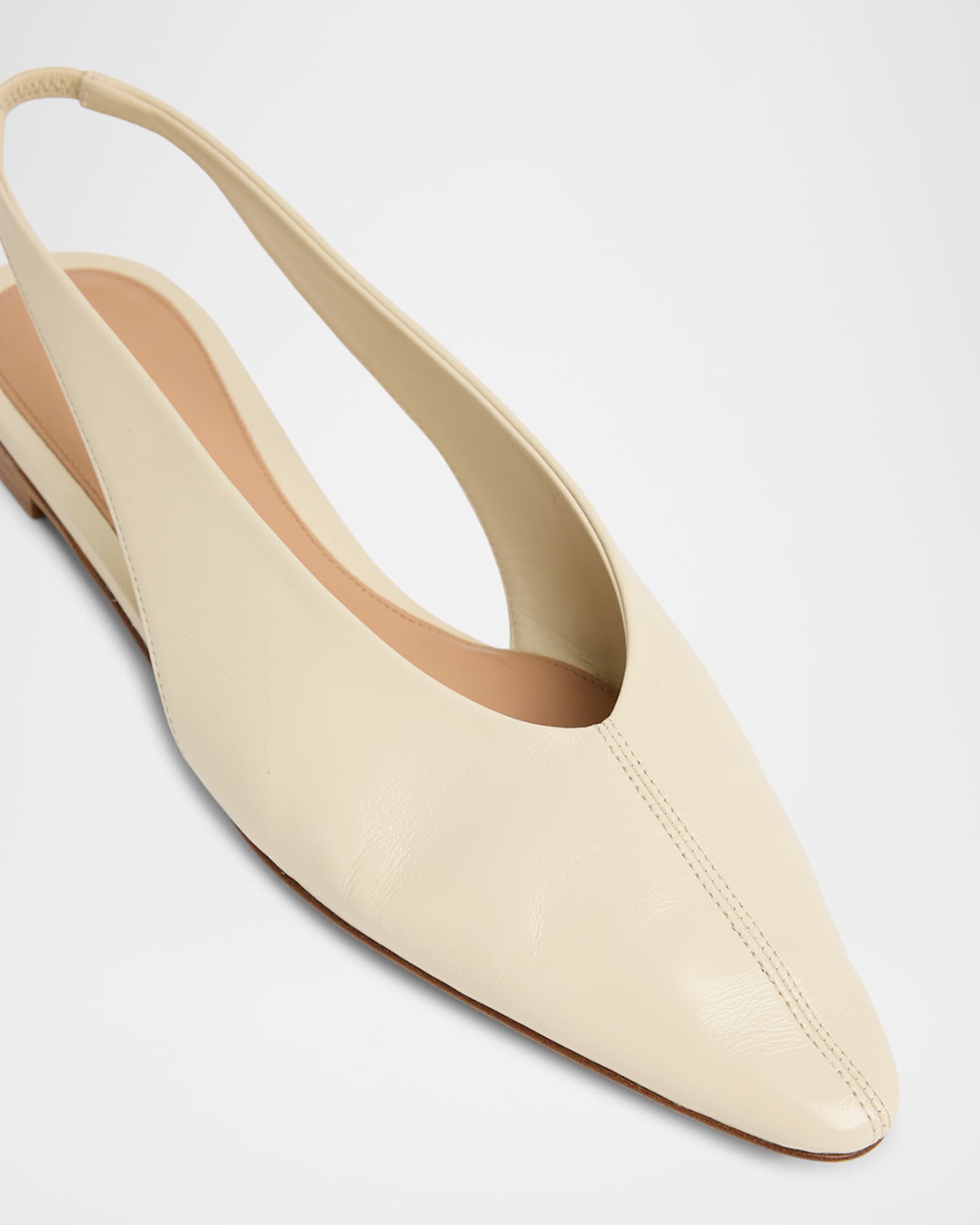 Bottega Veneta Slingback Pointed Leather Ballet Flats